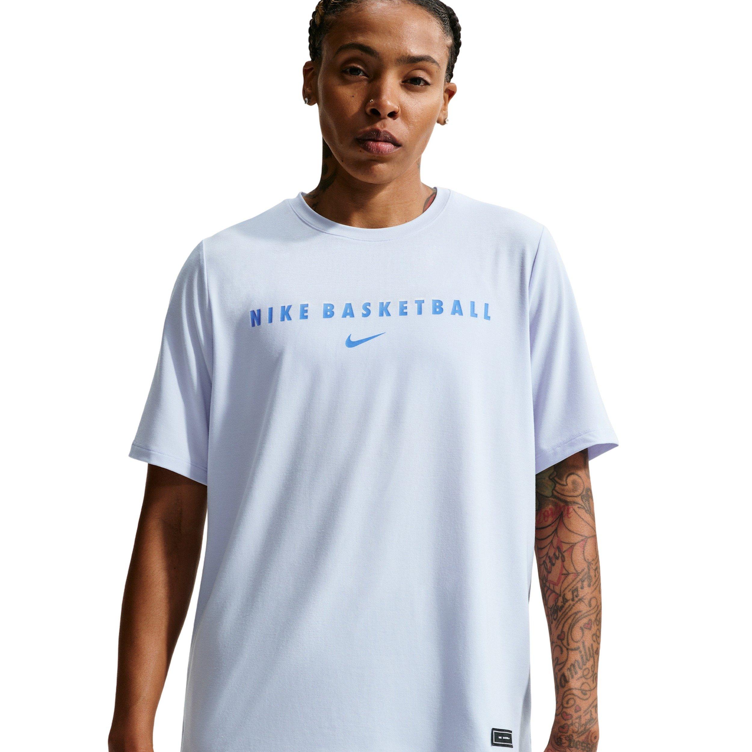 Nike Women's Dri-FIT Short-Sleeve Warm-Up Basketball Top - BLUE Thumbnail View 1