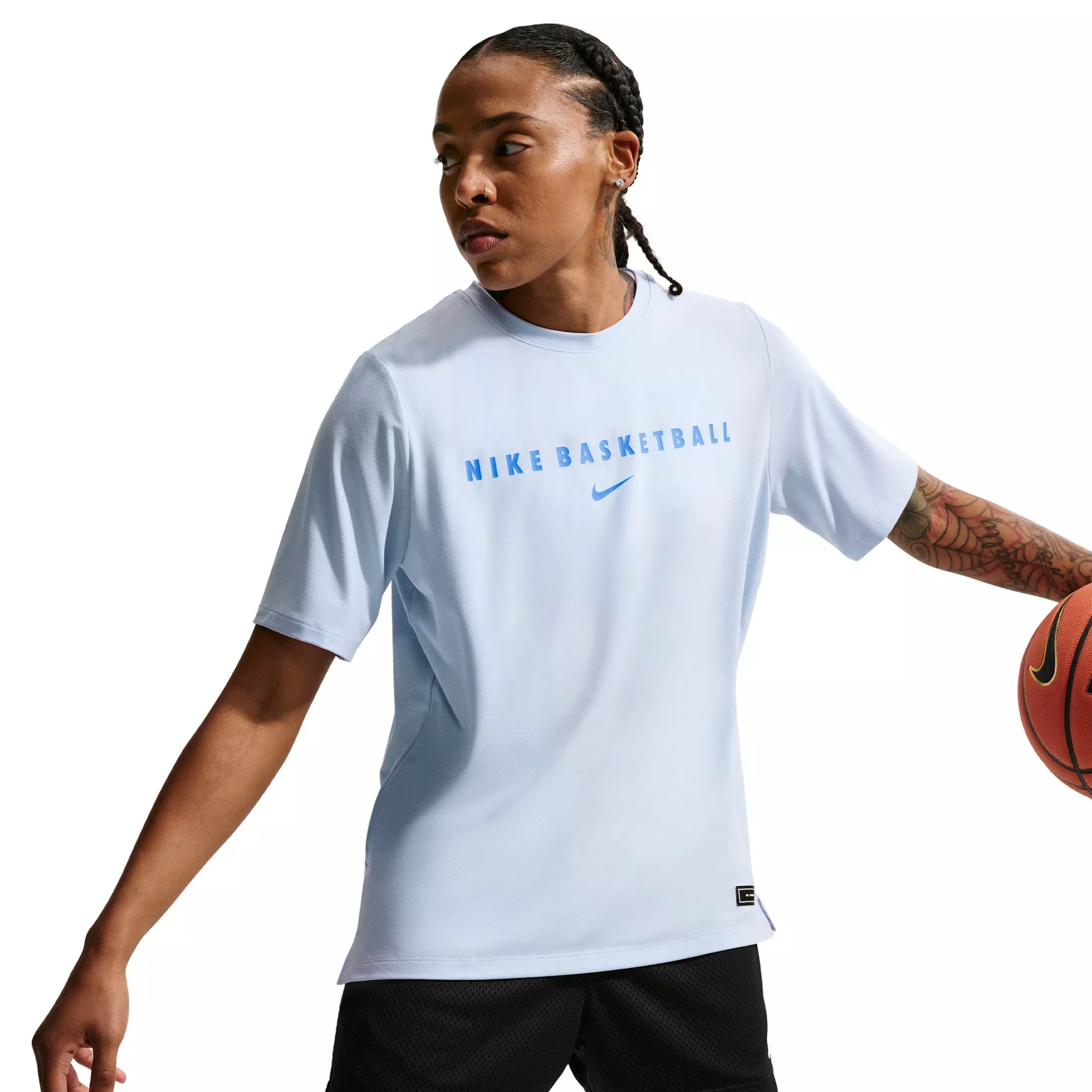 Nike Women's Dri-FIT Short-Sleeve Warm-Up Basketball Top - BLUE