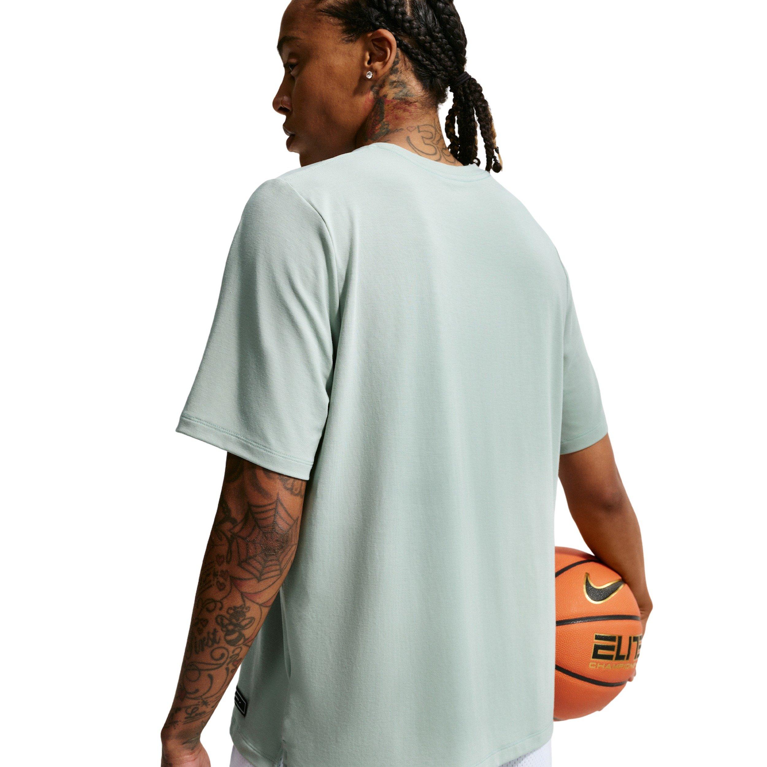 Nike Women's Dri-FIT Short-Sleeve Warm-Up Basketball Top - STEAM GREEN/WHITE Thumbnail View 2