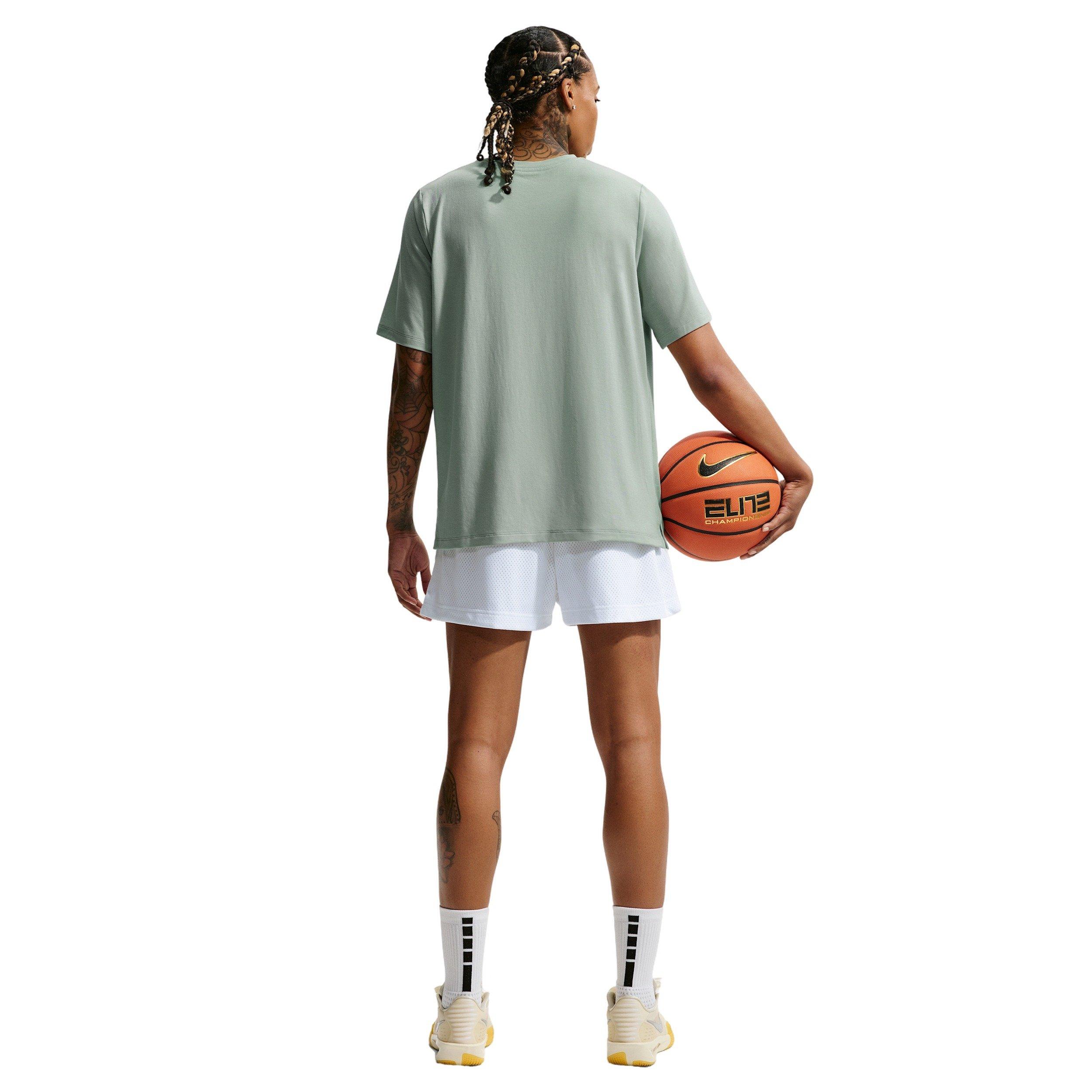 Nike Women's Dri-FIT Short-Sleeve Warm-Up Basketball Top - STEAM GREEN/WHITE Thumbnail View 5