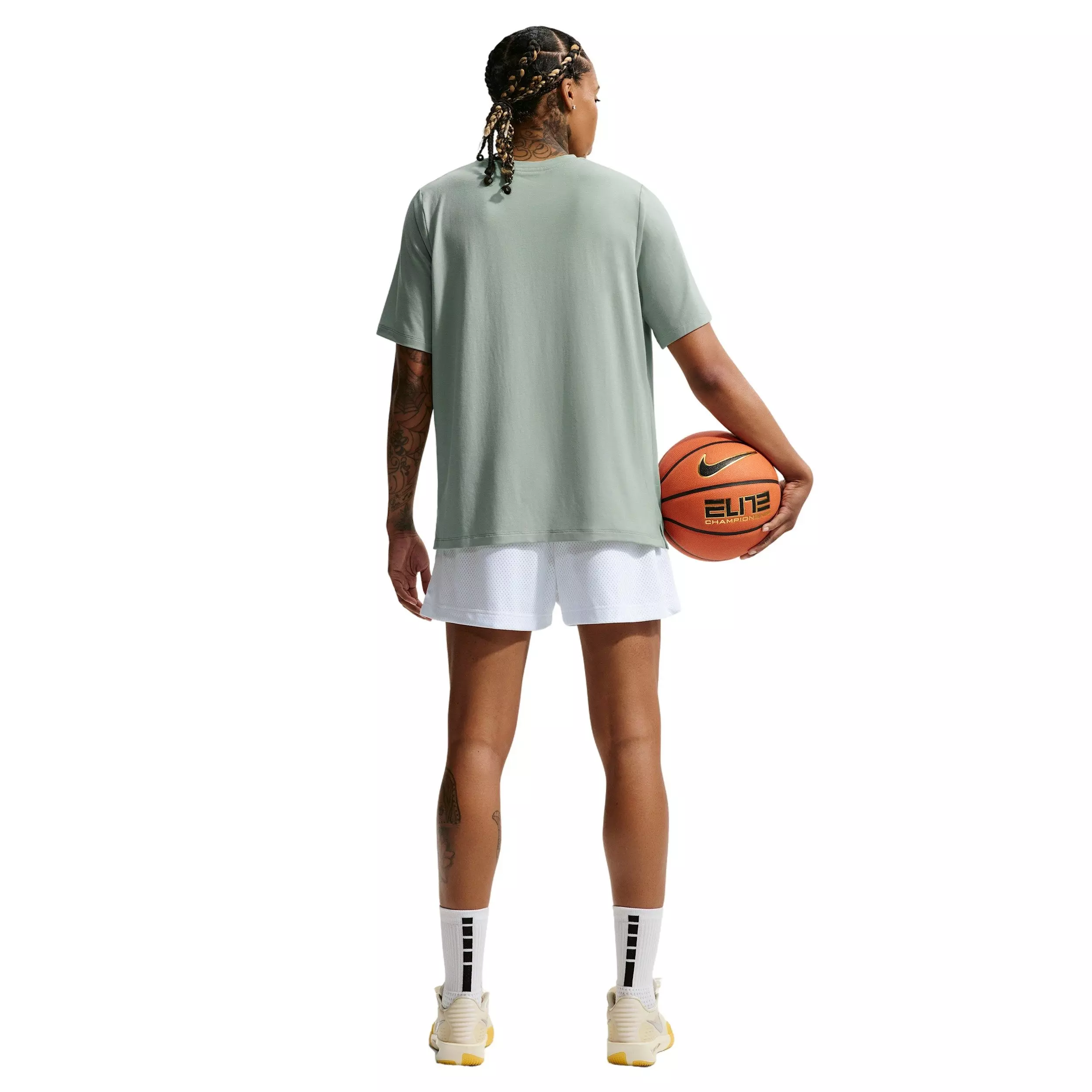 Nike Women's Dri-FIT Short-Sleeve Warm-Up Basketball Top - STEAM GREEN/WHITE