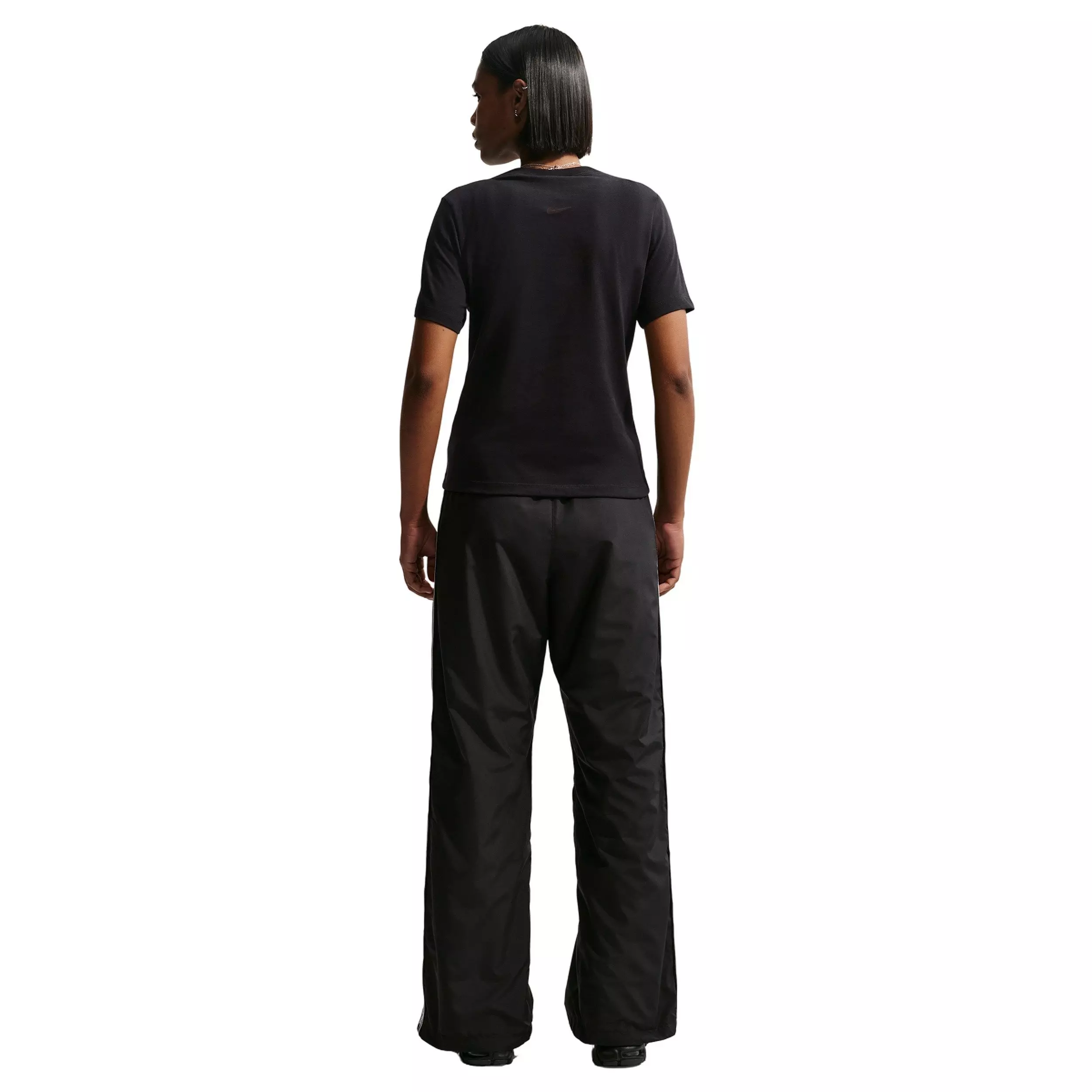Nike Women's Sportswear Slim Short-Sleeve Burnout Logo Top - BLACK