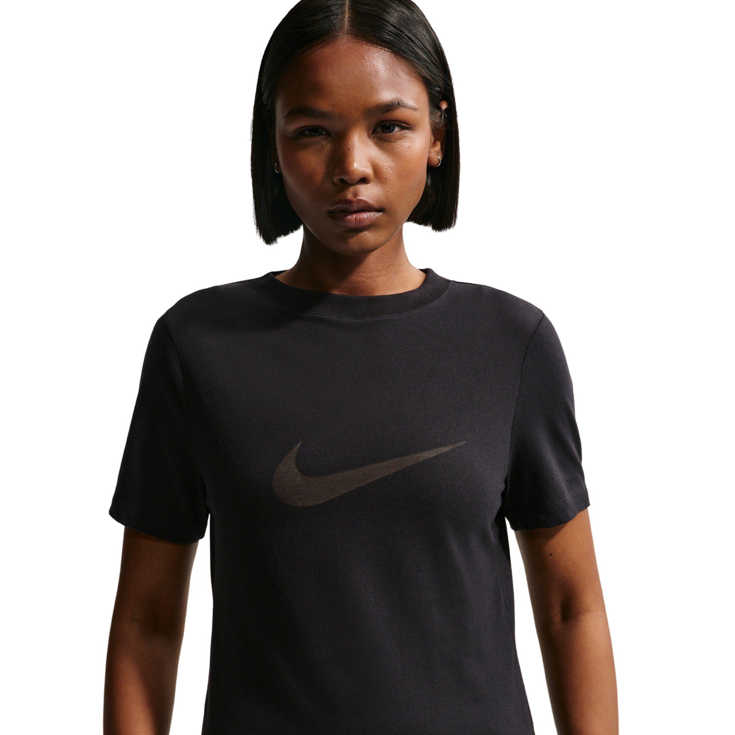 Nike Women's Sportswear Slim Short-Sleeve Burnout Logo Top - BLACK Thumbnail View 3
