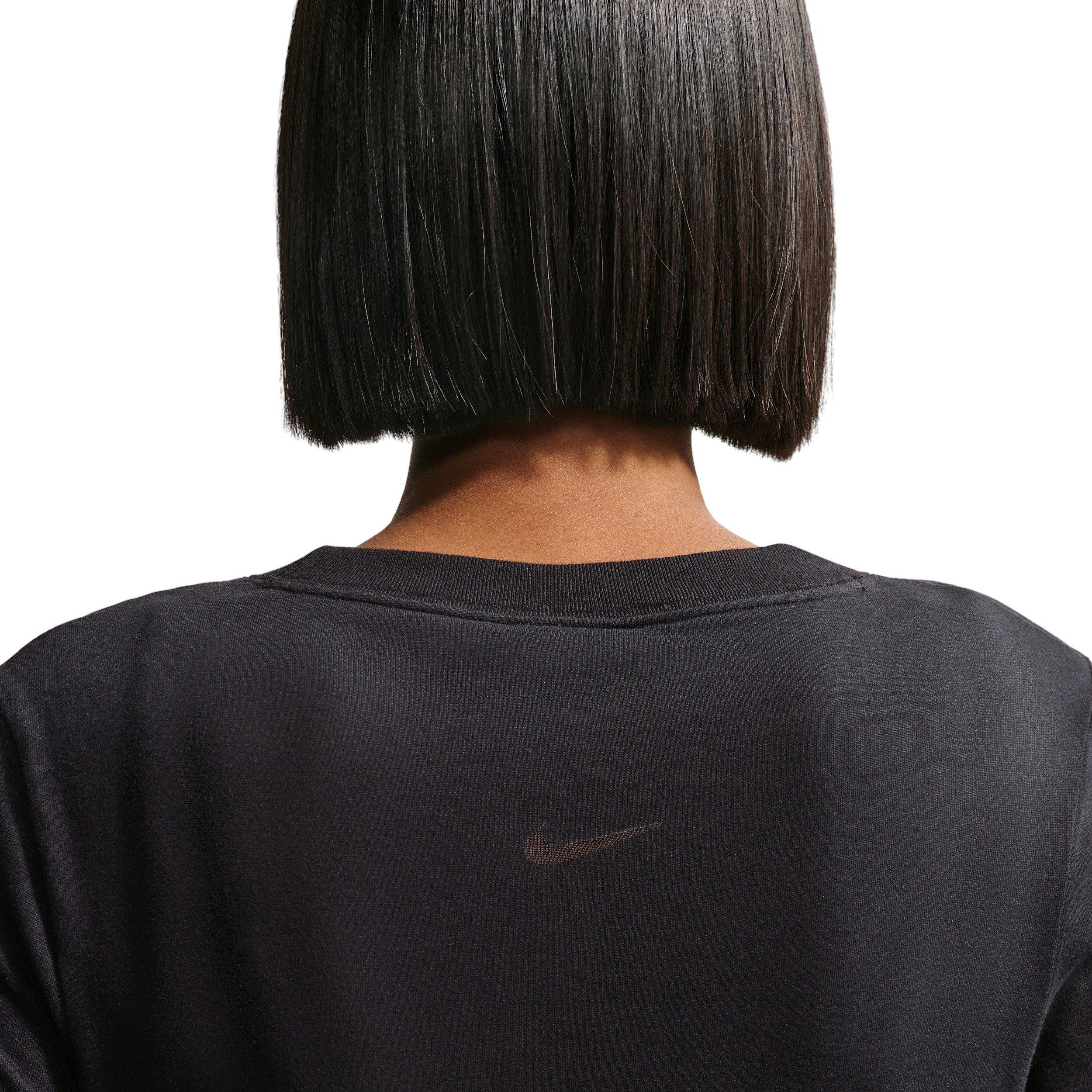 Nike Women's Sportswear Slim Short-Sleeve Burnout Logo Top - BLACK Thumbnail View 4