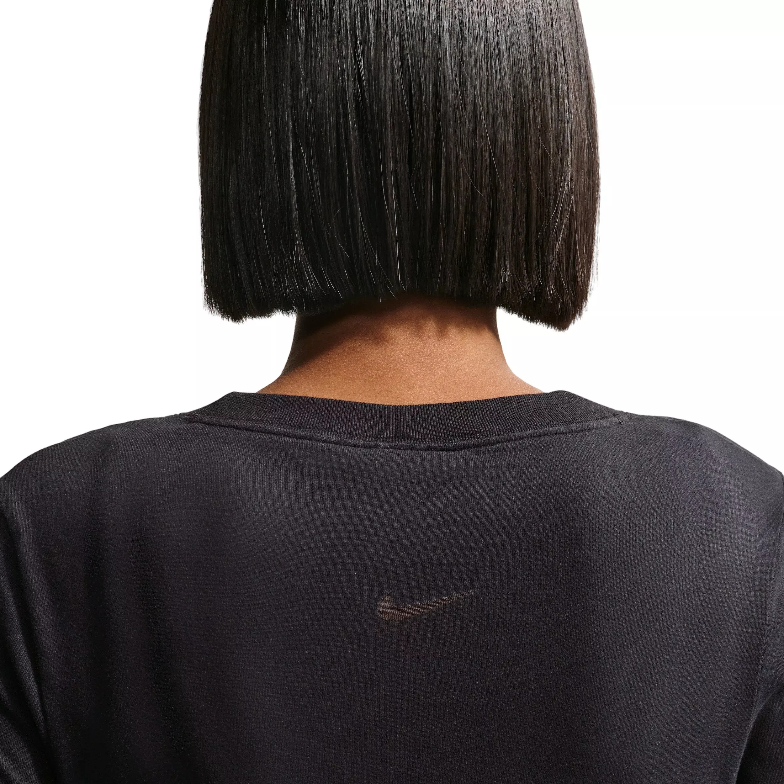 Nike Women's Sportswear Slim Short-Sleeve Burnout Logo Top - BLACK
