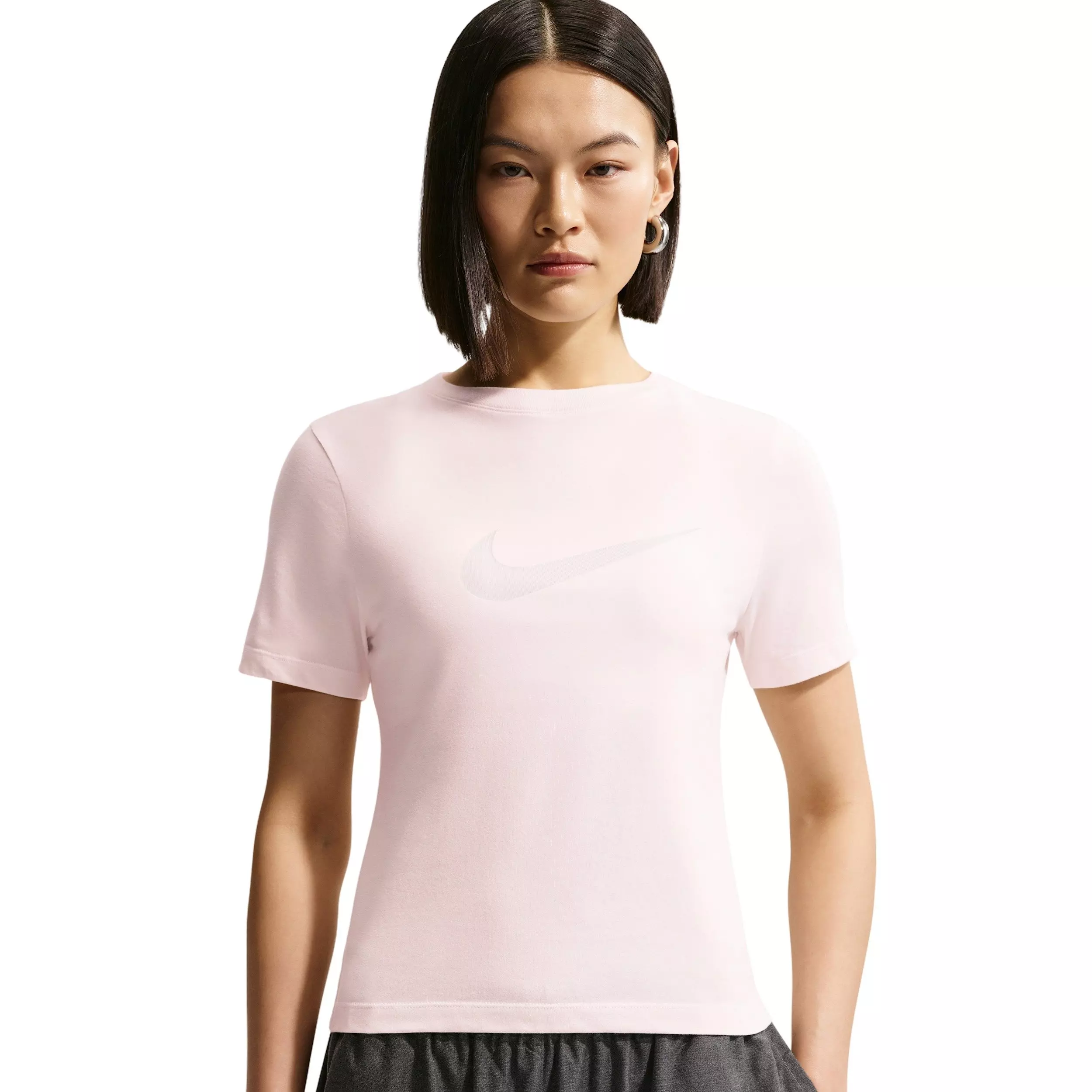 Nike Women's Sportswear Slim Short-Sleeve Burnout Logo Top - WHITE