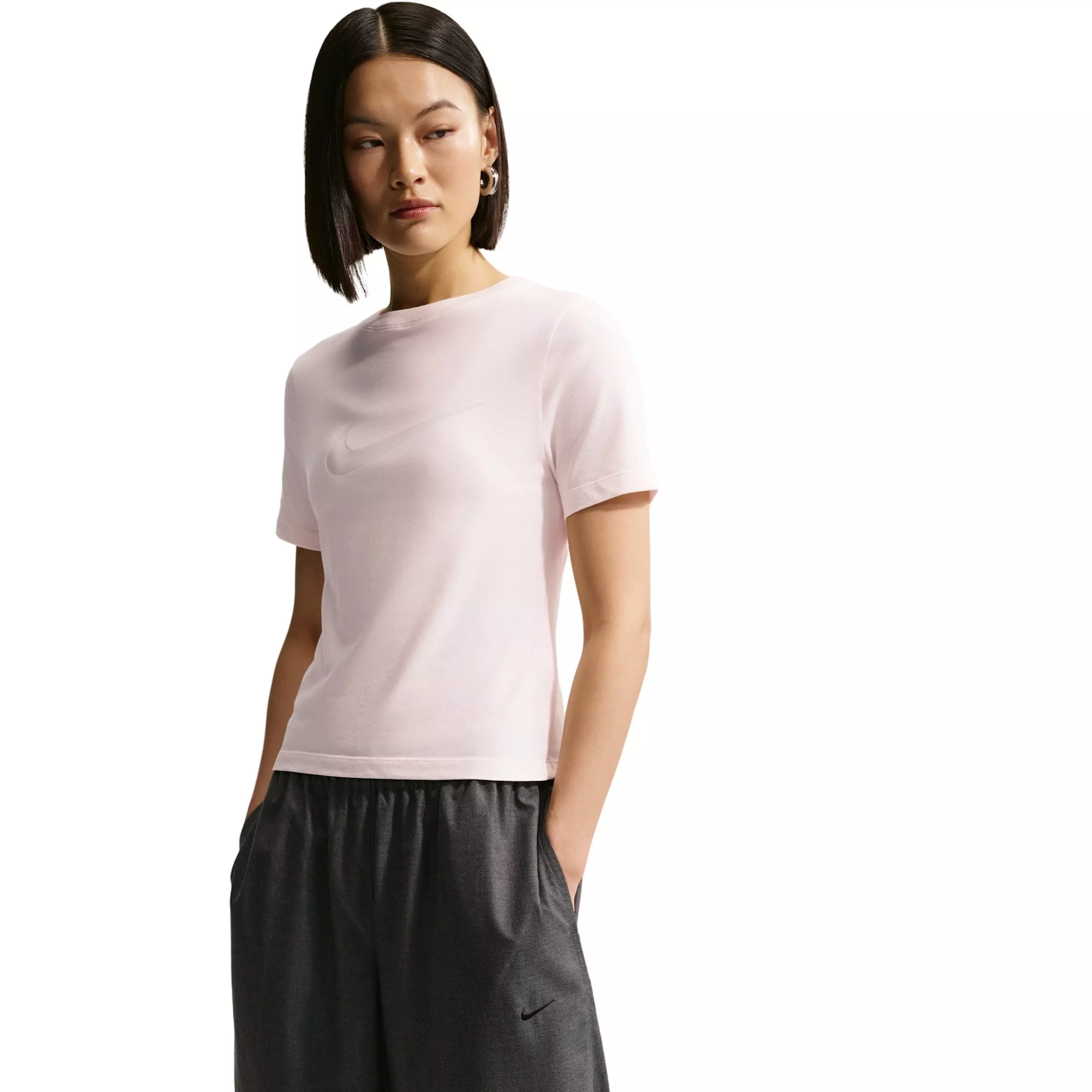 Nike Women's Sportswear Slim Short-Sleeve Burnout Logo Top - WHITE