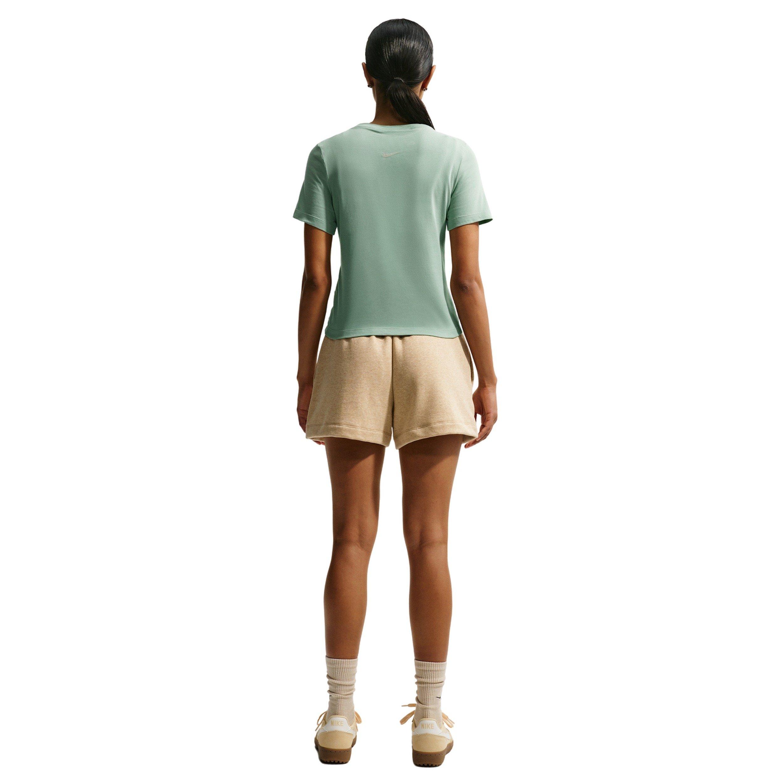 Nike Women's Sportswear Slim Short-Sleeve Burnout Logo Top - STEAM GREEN Thumbnail View 2