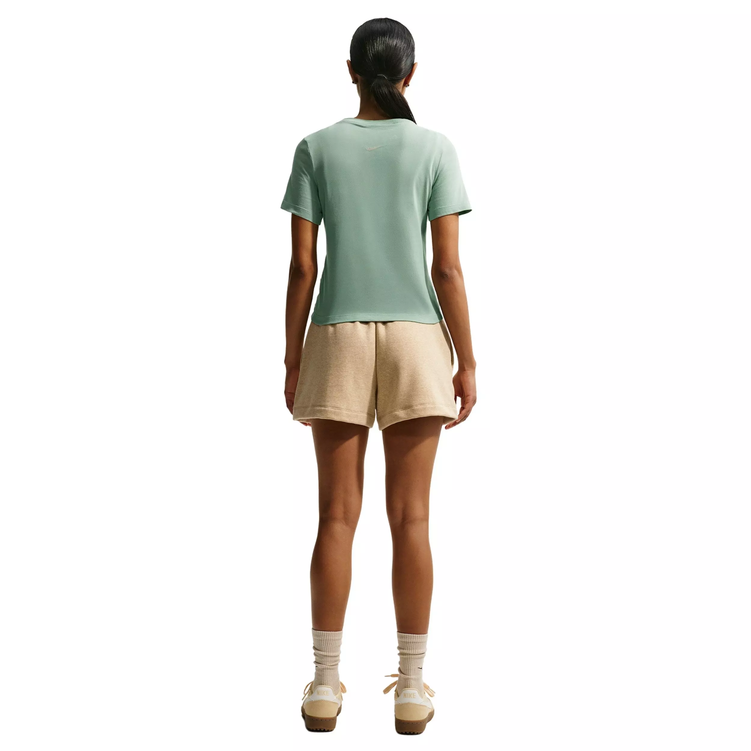 Nike Women's Sportswear Slim Short-Sleeve Burnout Logo Top - STEAM GREEN