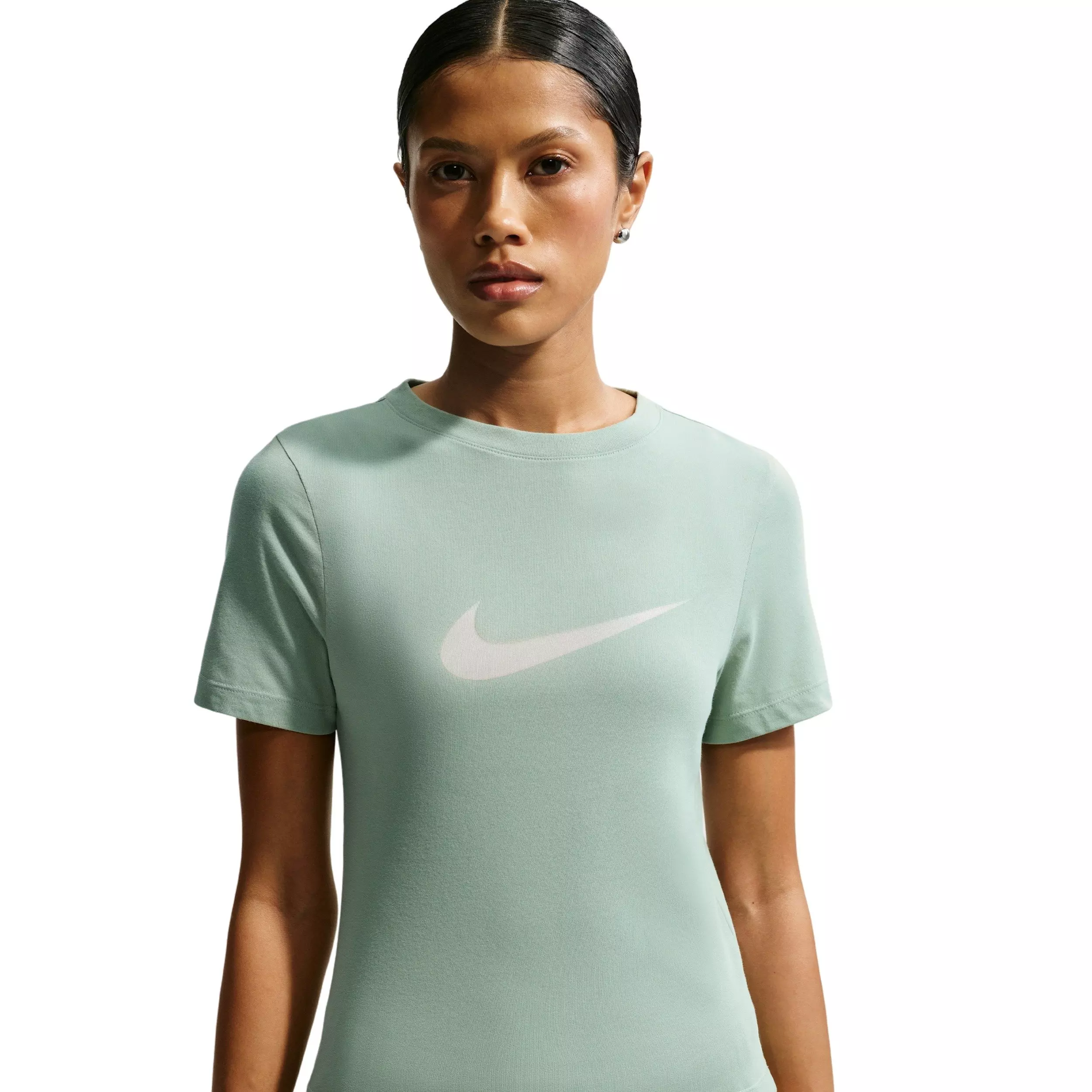 Nike Women's Sportswear Slim Short-Sleeve Burnout Logo Top - STEAM GREEN