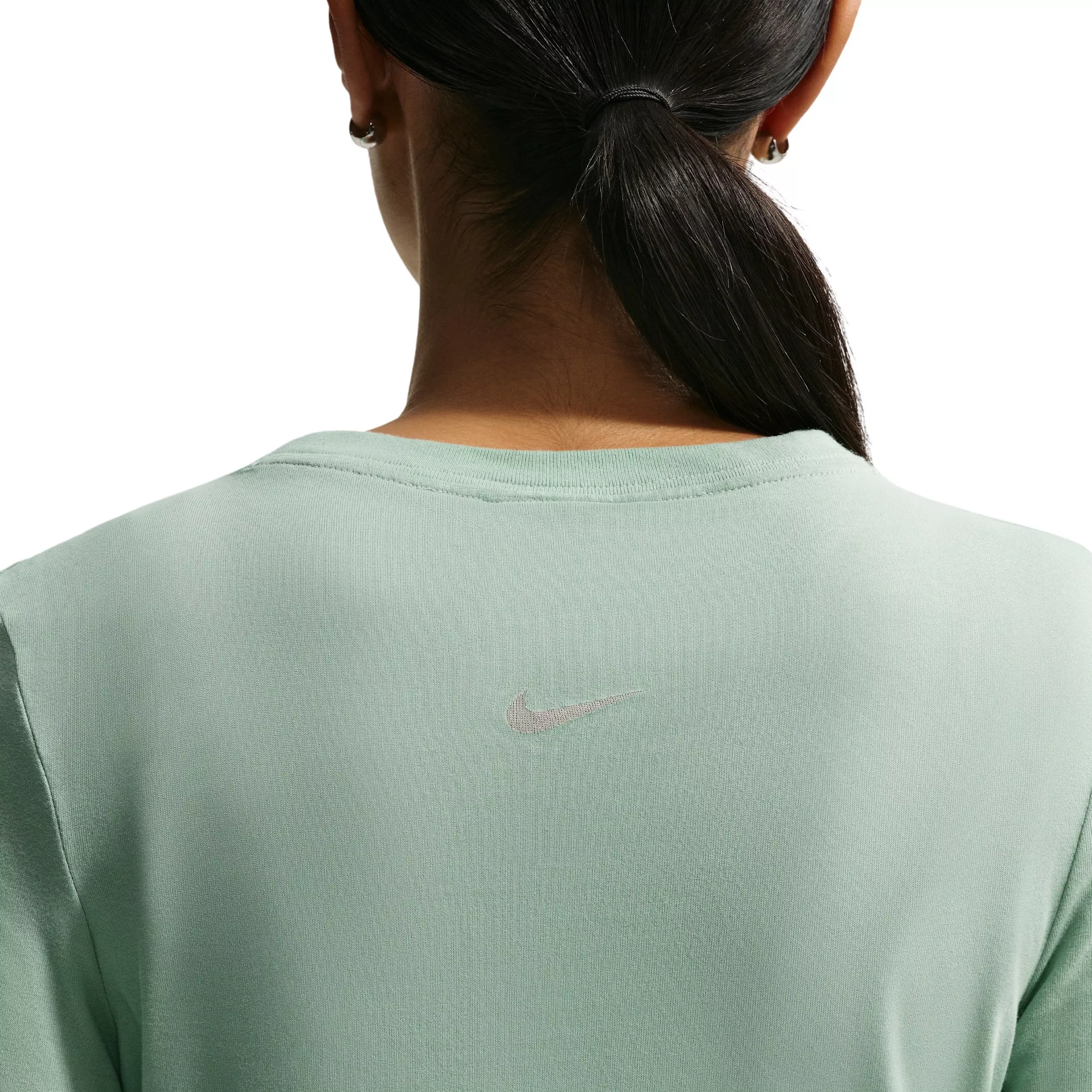Nike Women's Sportswear Slim Short-Sleeve Burnout Logo Top - STEAM GREEN