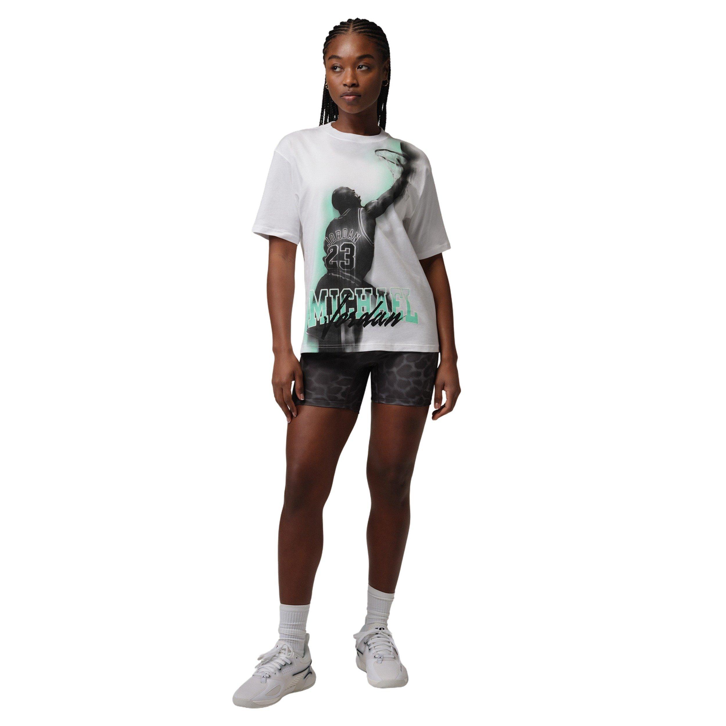 Jordan Women's Sport Heritage Dri-FIT Graphic T-Shirt - White/Green - WHITE/GREEN Thumbnail View 5