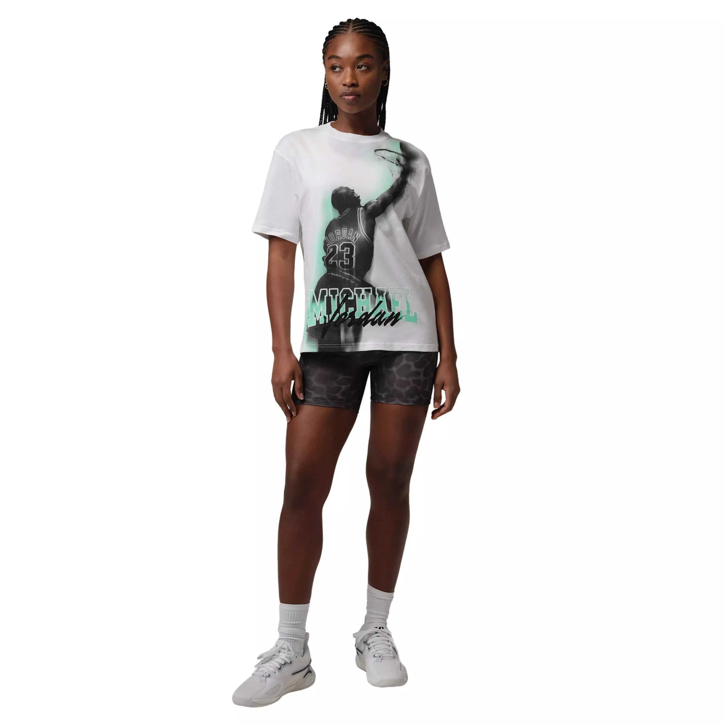 Jordan Women's Sport Heritage Dri-FIT Graphic T-Shirt - White/Green - WHITE/GREEN
