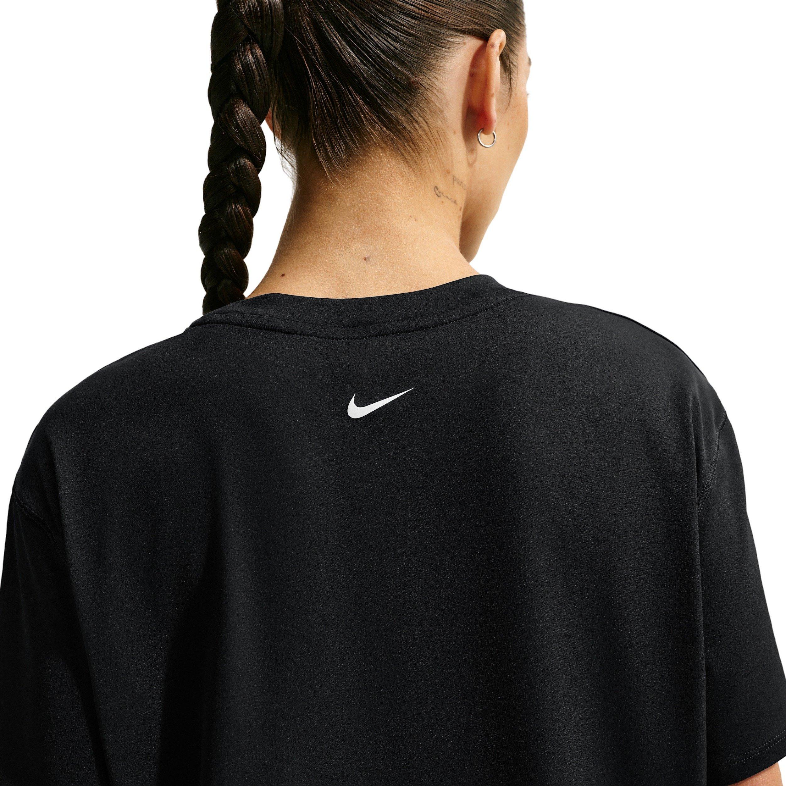 Nike Women's Pro 365 SS Loose T-Shirt - BLACK/WHITE Thumbnail View 2