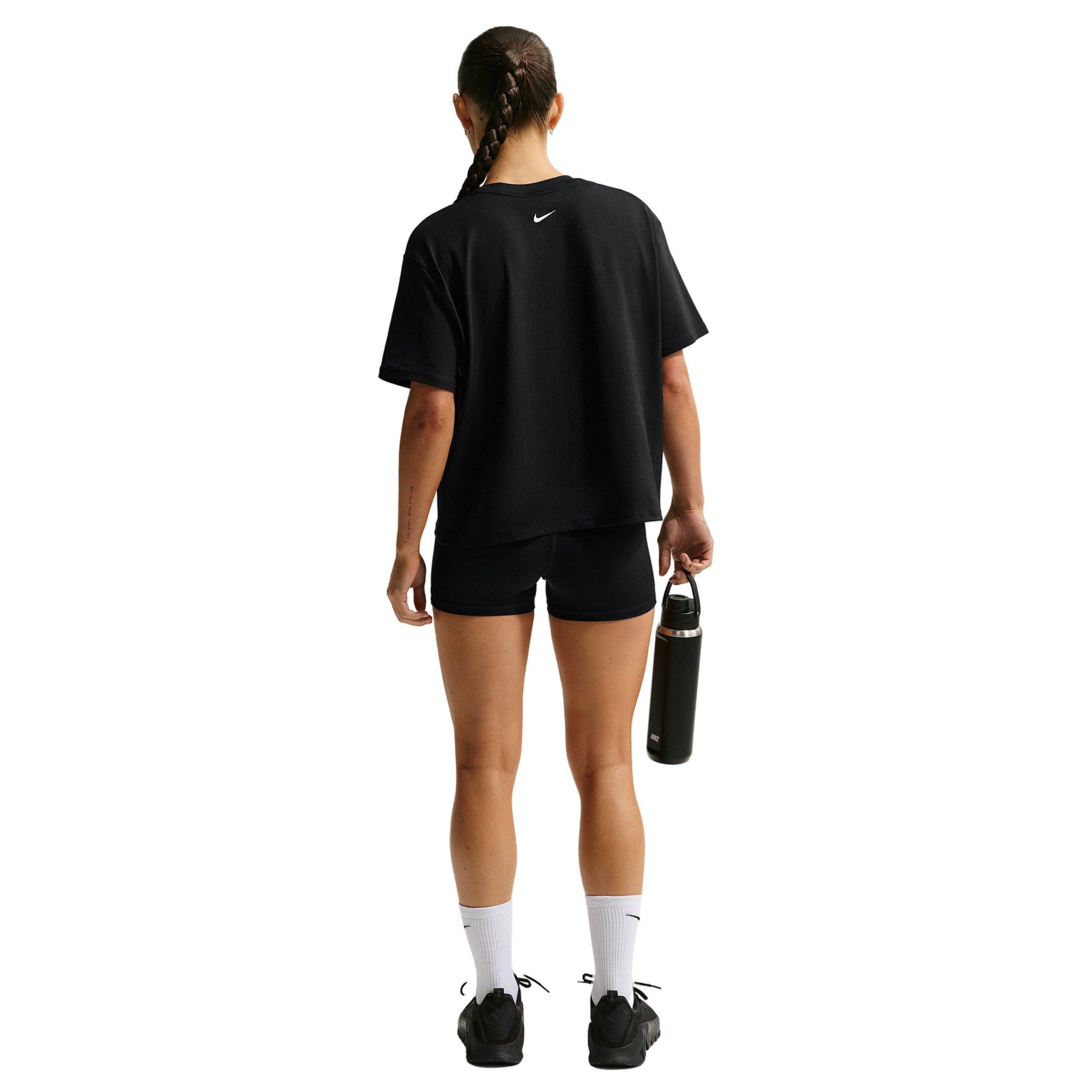 Nike Women's Pro 365 SS Loose T-Shirt - BLACK/WHITE Thumbnail View 5