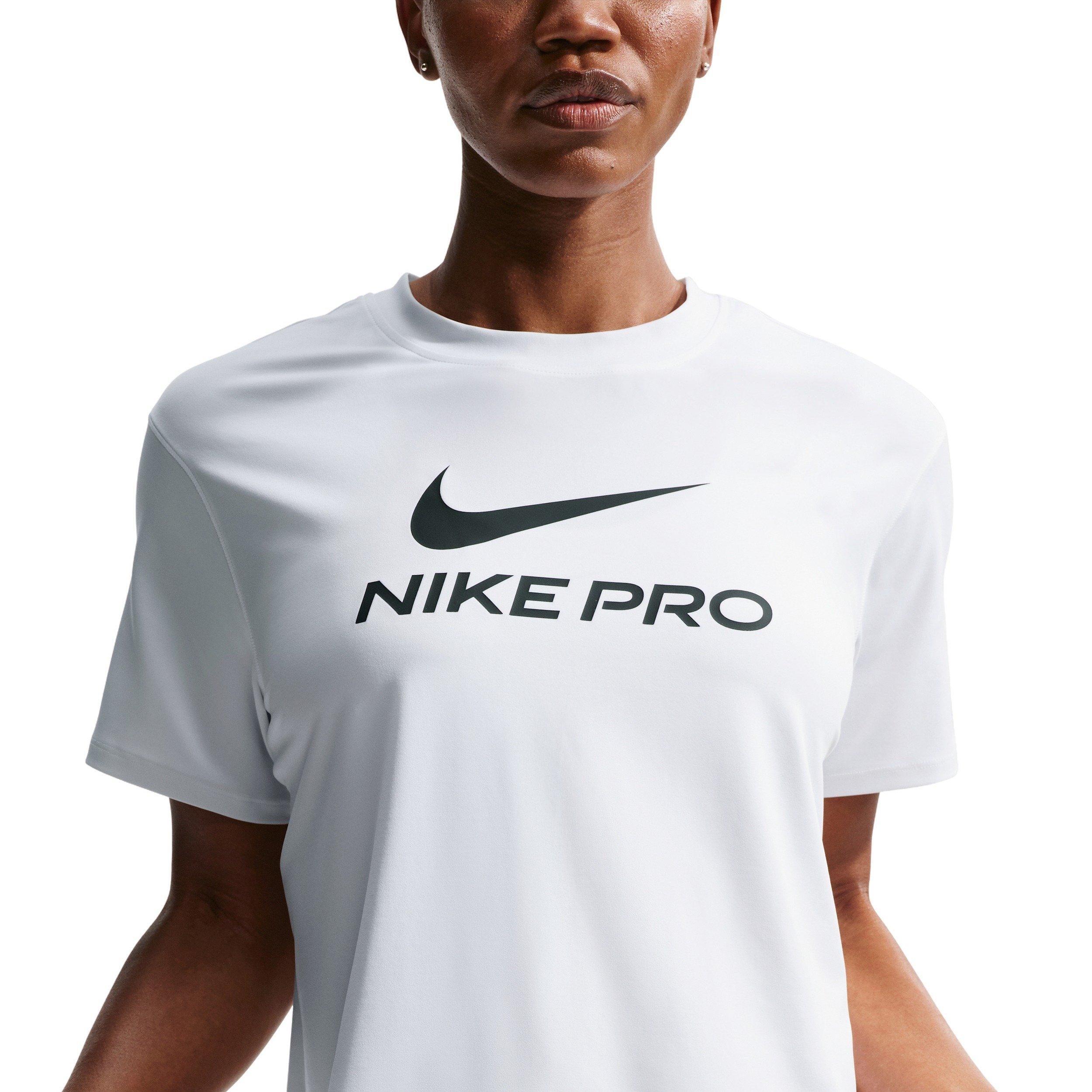 Nike Women's Pro 365 SS Loose T-Shirt - WHITE/BLACK Thumbnail View 3