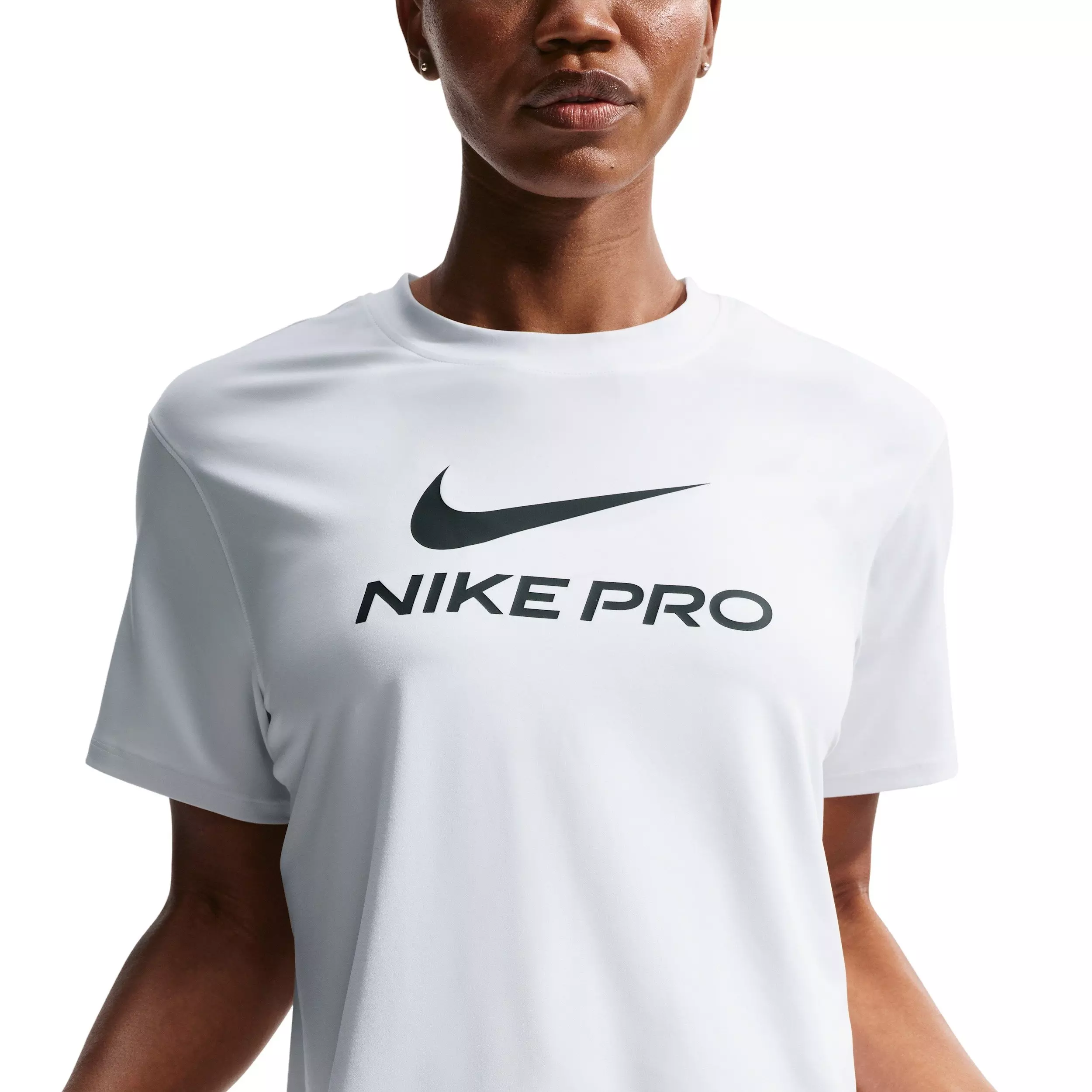 Nike Women's Pro 365 SS Loose T-Shirt - WHITE/BLACK