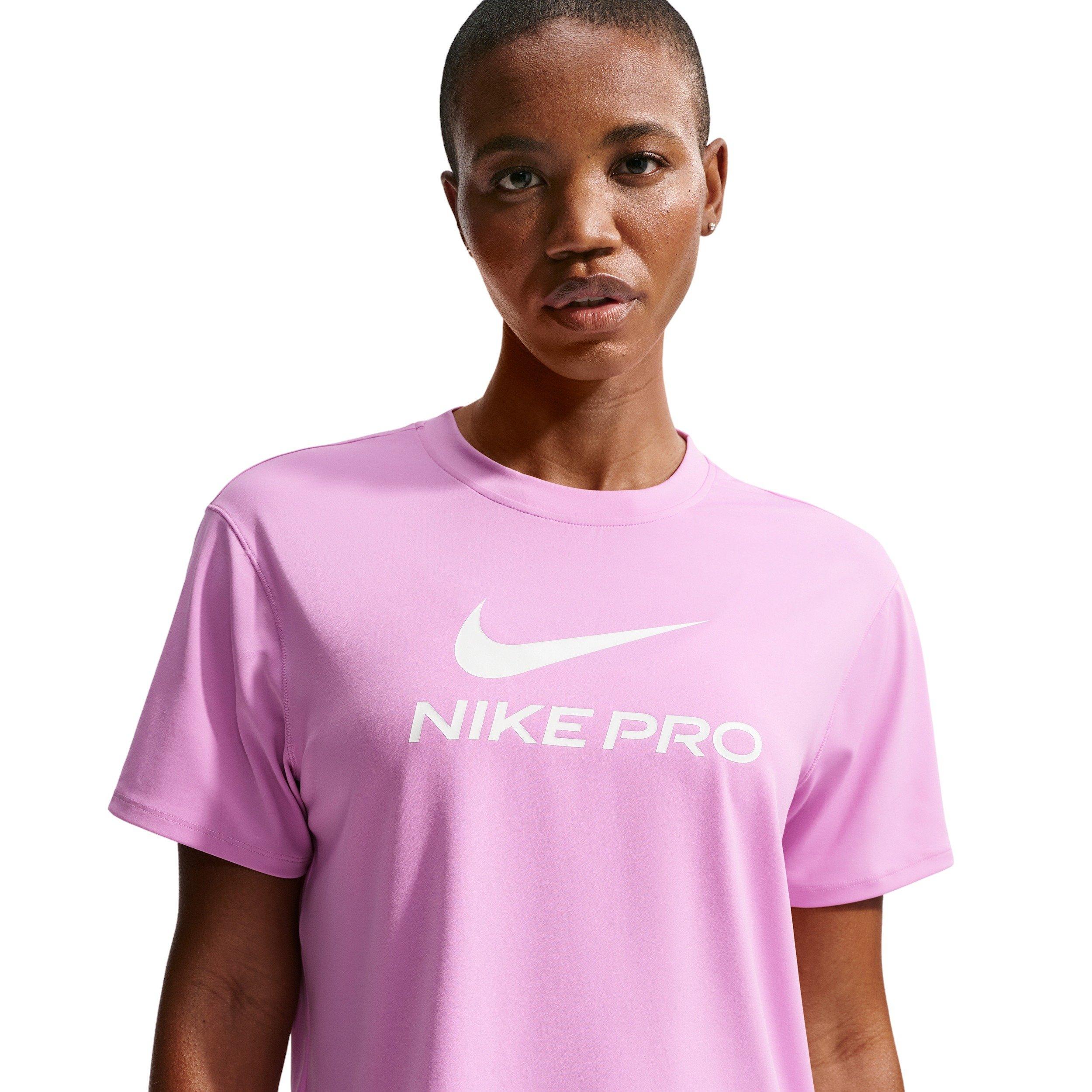 Nike Women's Pro 365 SS Loose T-Shirt - MAGENTA Thumbnail View 3