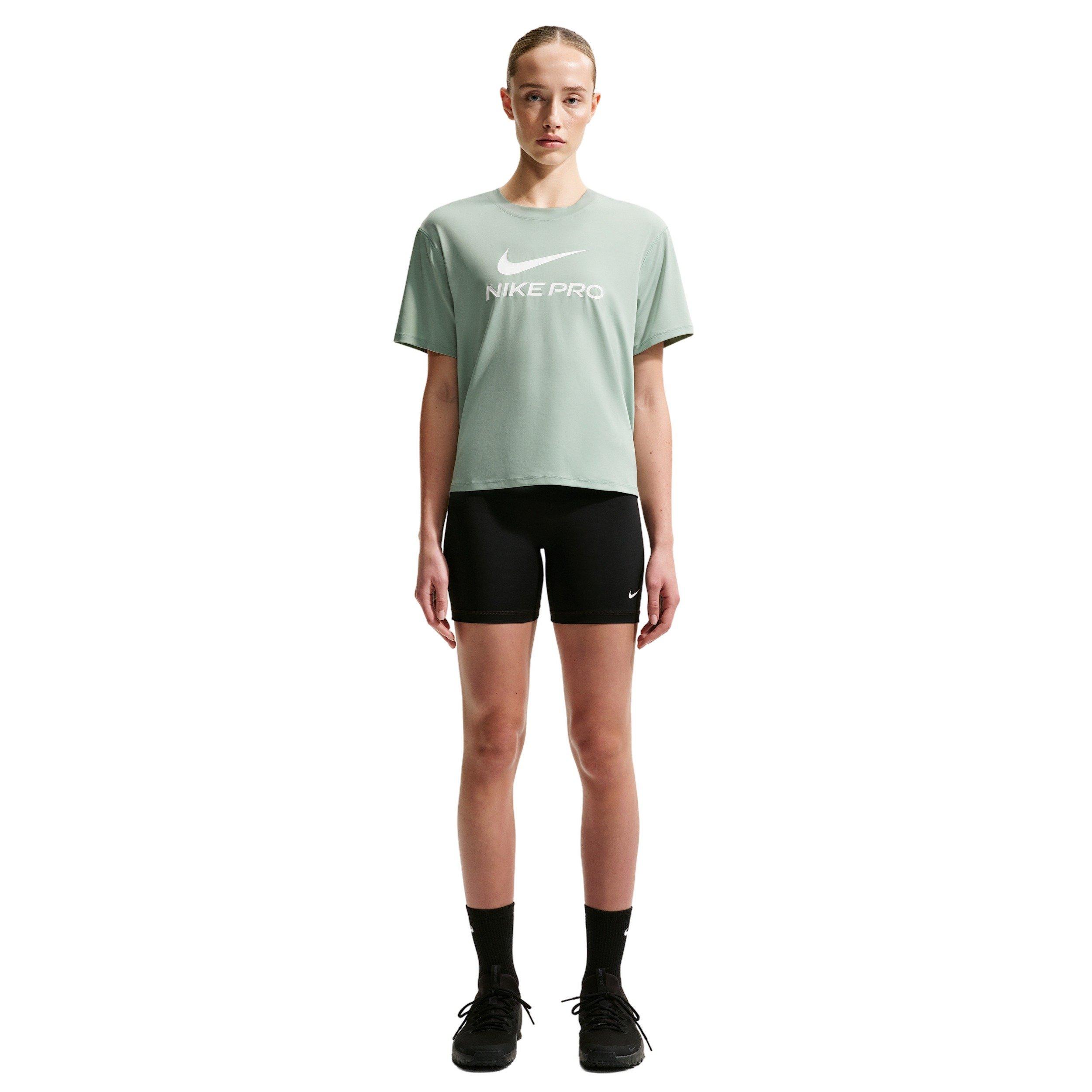 Nike Women's Pro 365 SS Loose T-Shirt - STEAM GREEN/WHITE Thumbnail View 1