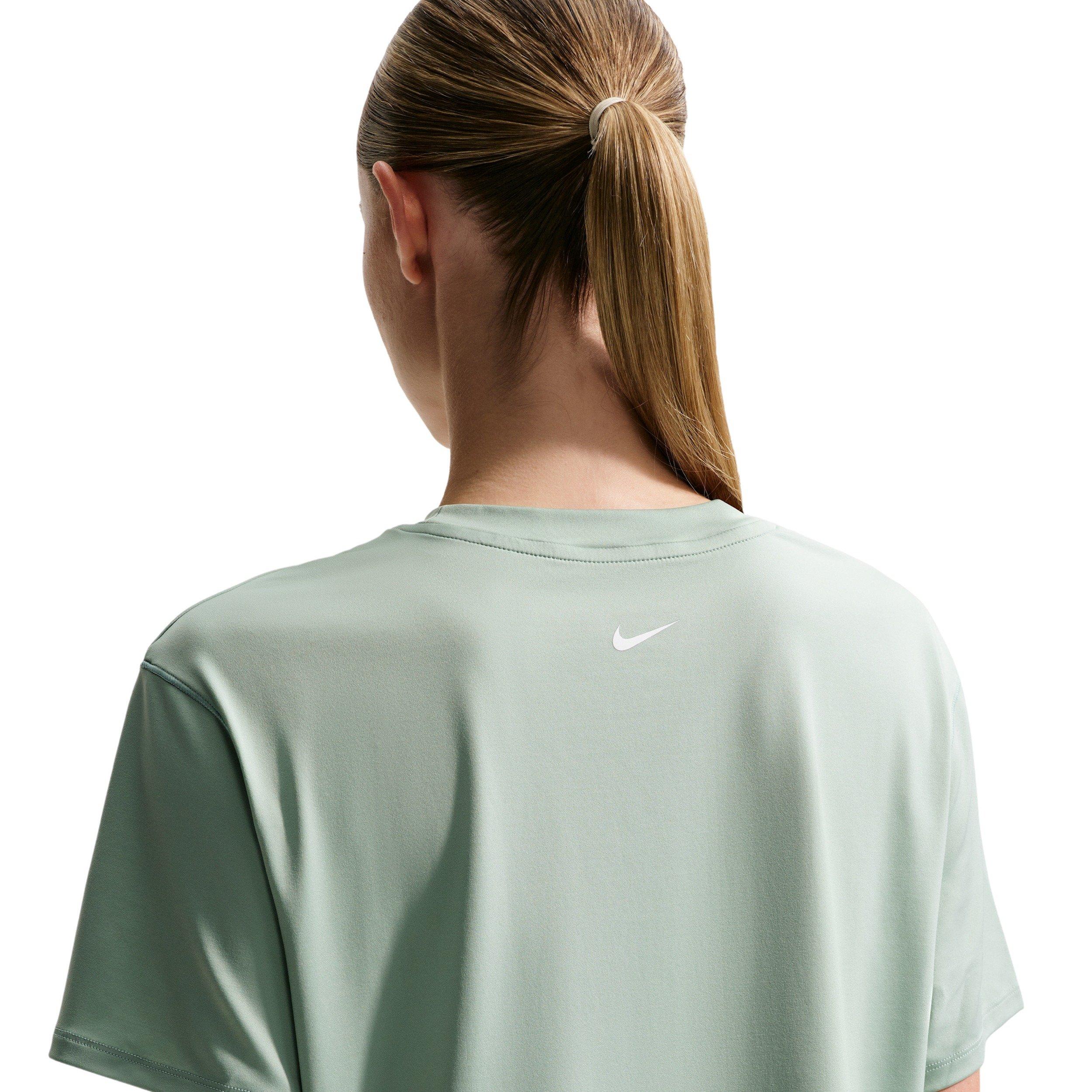 Nike Women's Pro 365 SS Loose T-Shirt - STEAM GREEN/WHITE Thumbnail View 4