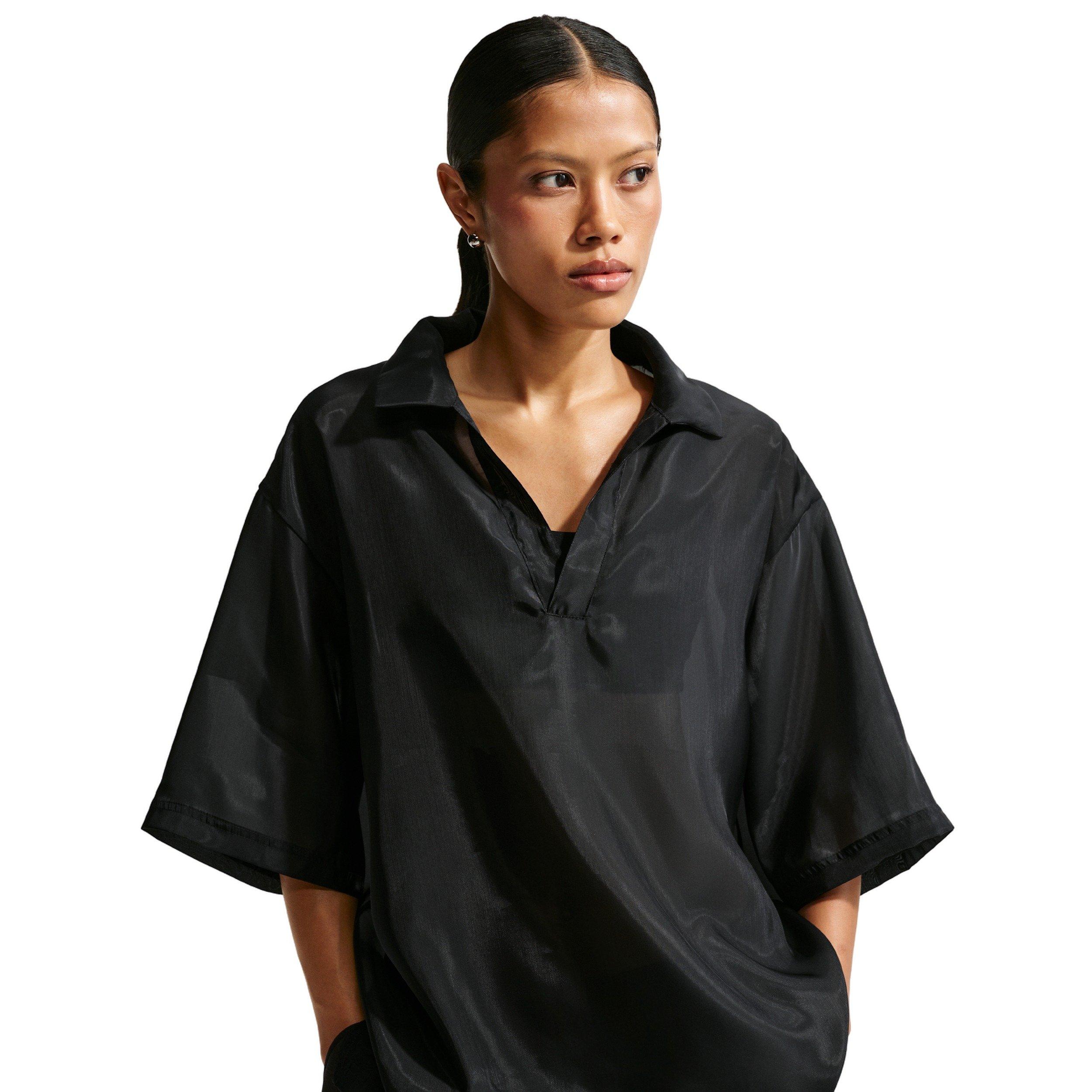 Nike Women's Sportswear Oversized Sheer Top - BLACK/OFF-WHITE Thumbnail View 1