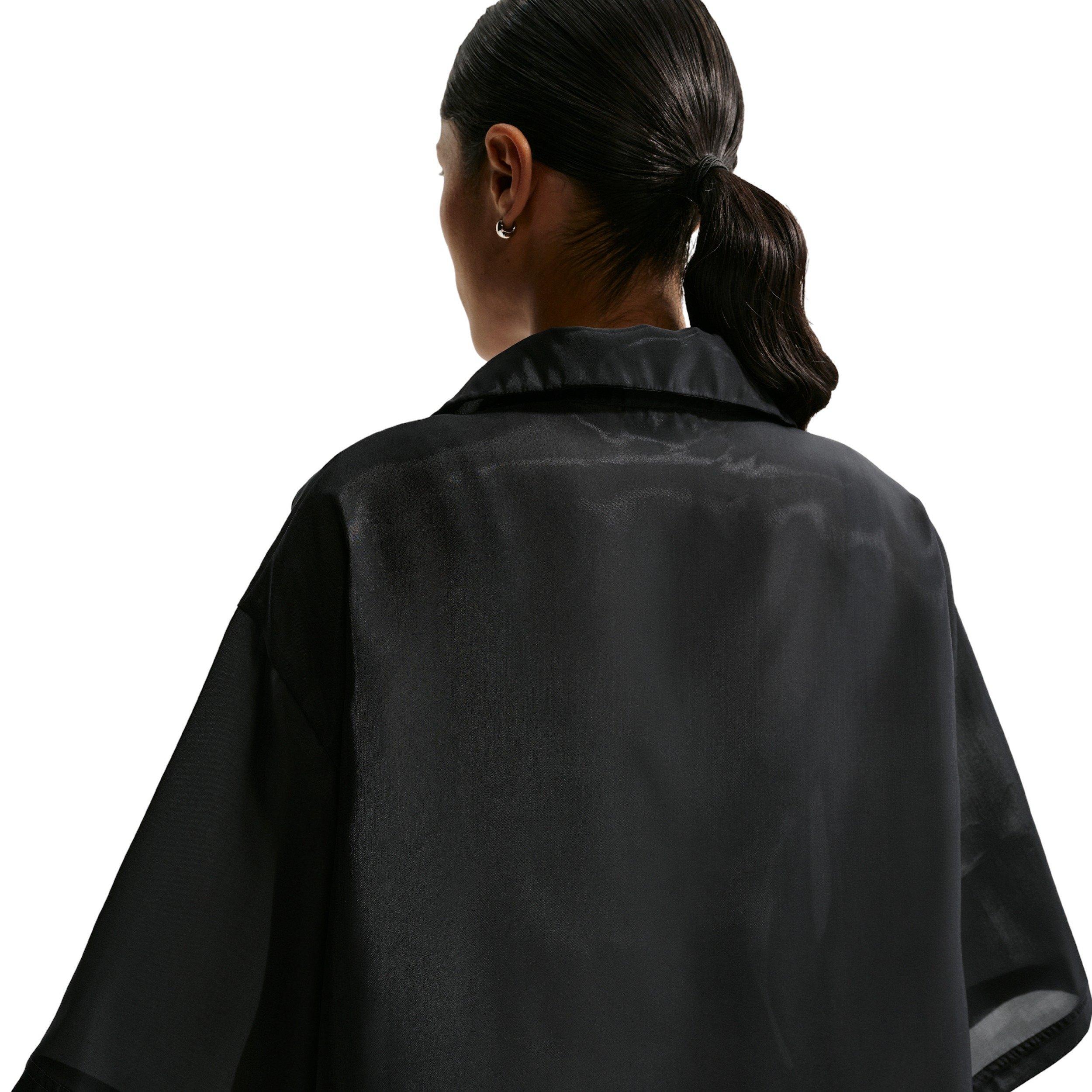 Nike Women's Sportswear Oversized Sheer Top - BLACK/OFF-WHITE Thumbnail View 2
