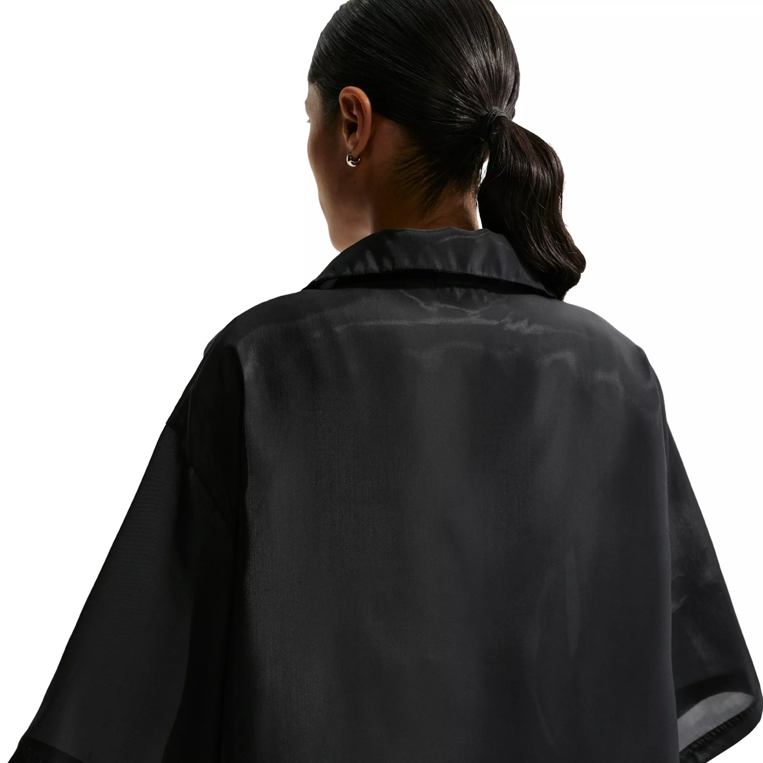 Nike Women's Sportswear Oversized Sheer Top - BLACK/OFF-WHITE