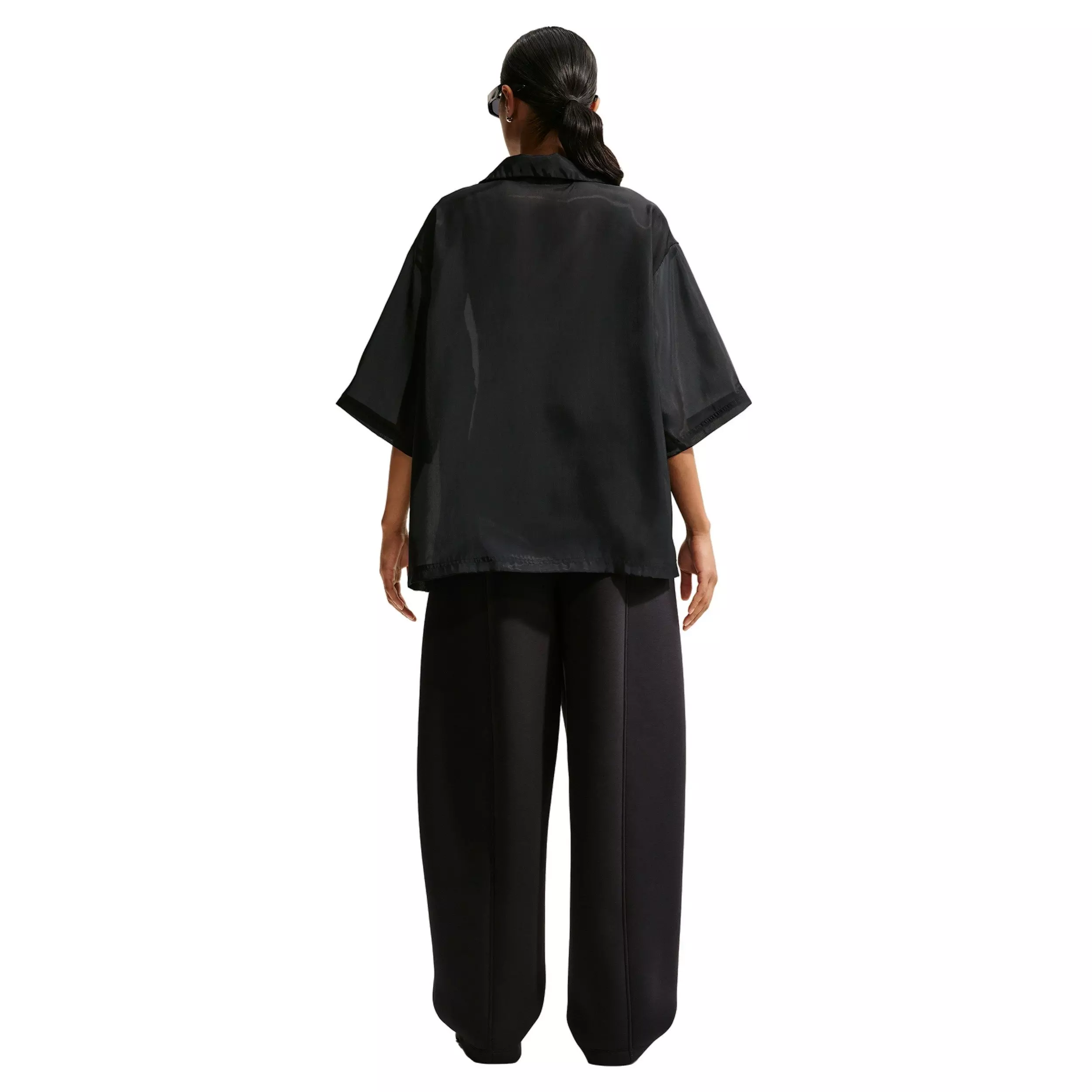 Nike Women's Sportswear Oversized Sheer Top - BLACK/OFF-WHITE