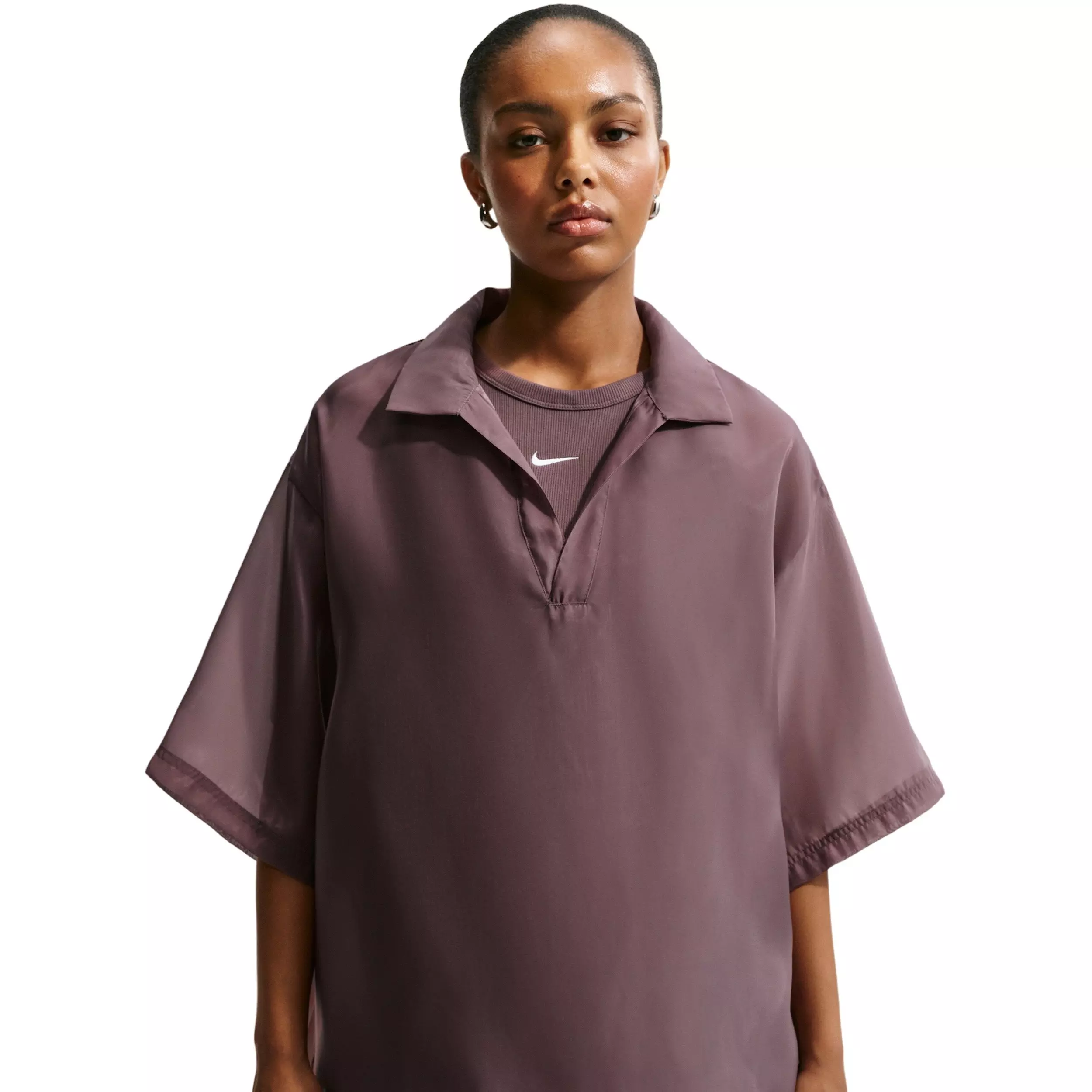 Nike Women's Sportswear Oversized Sheer Top - TATTOO PURPLE