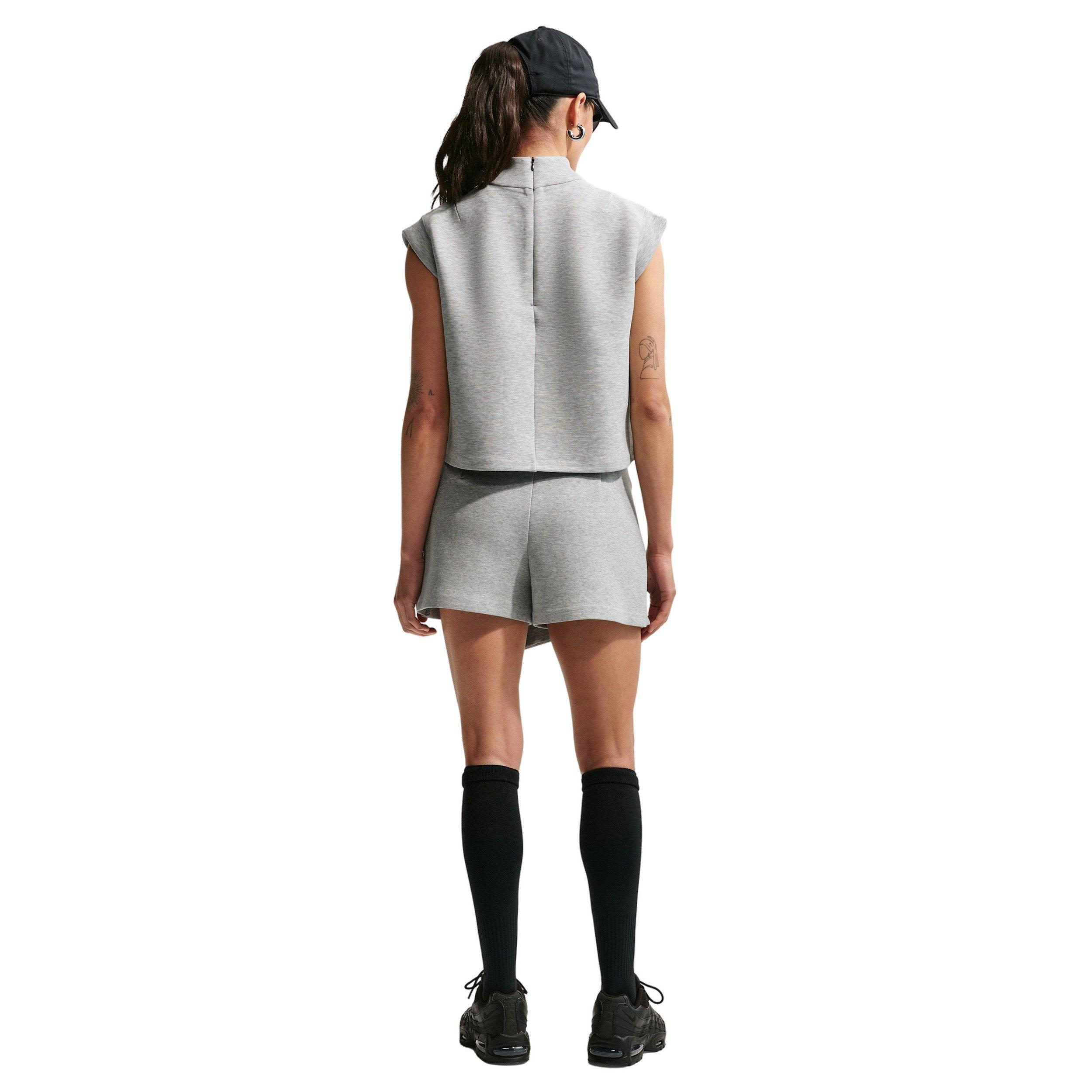 Nike Women's Sportswear Tech Fleece Short-Sleeve Top - GREY/BLACK Thumbnail View 2