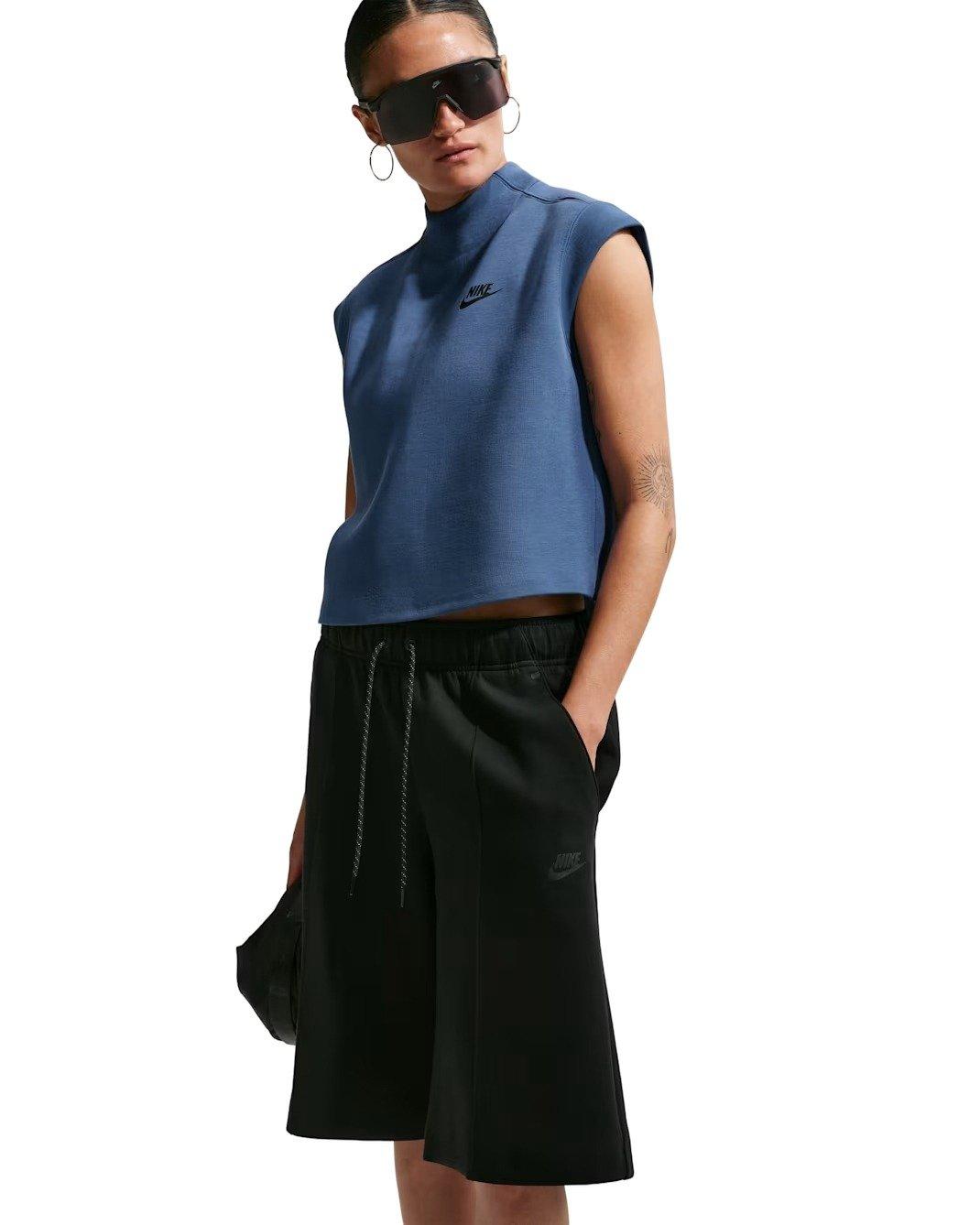 Nike Women's Sportswear Tech Fleece Short-Sleeve Top - NAVY/BLACK Thumbnail View 3