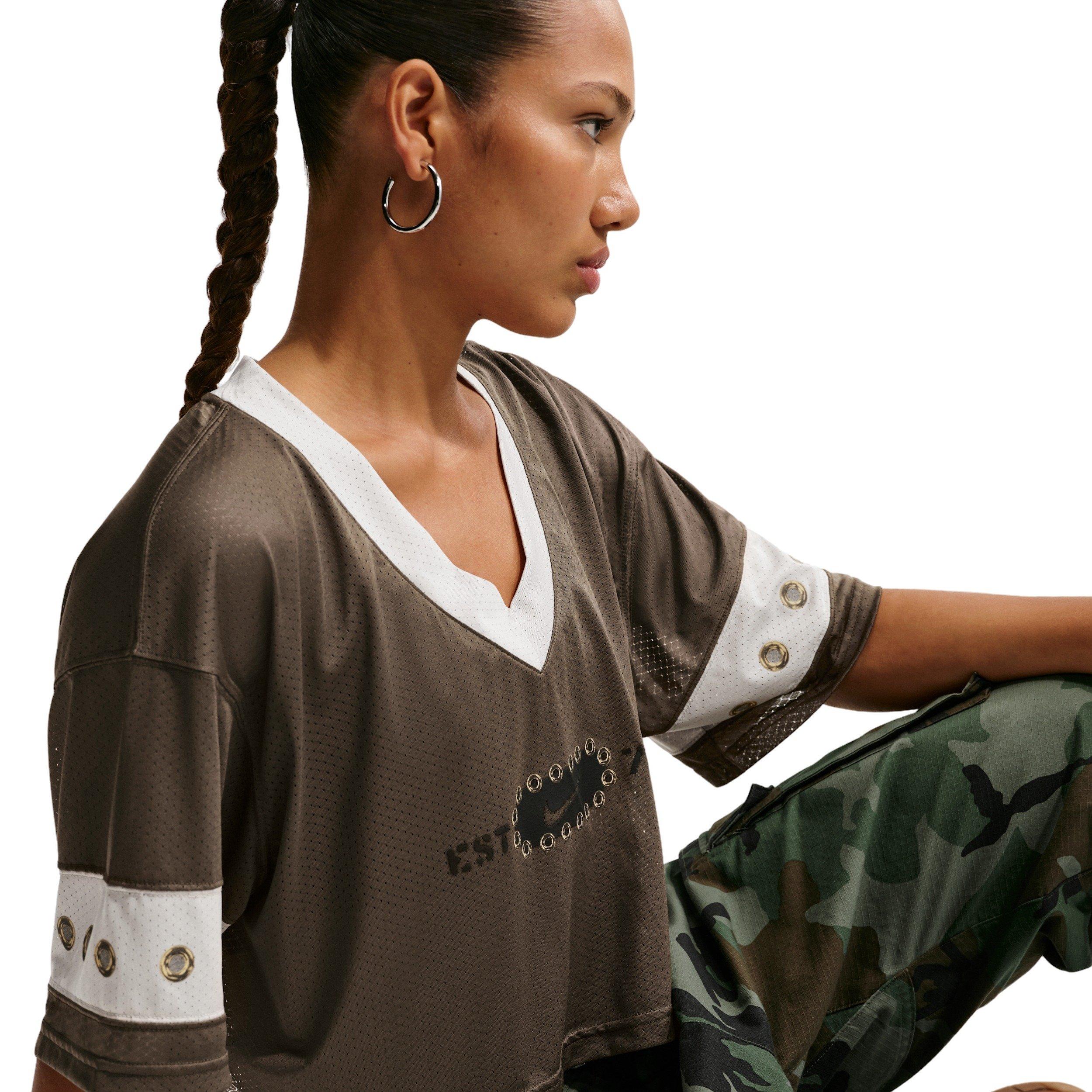 Nike Women's Sportswear Cropped Jersey Top - DK HAZEL Thumbnail View 3