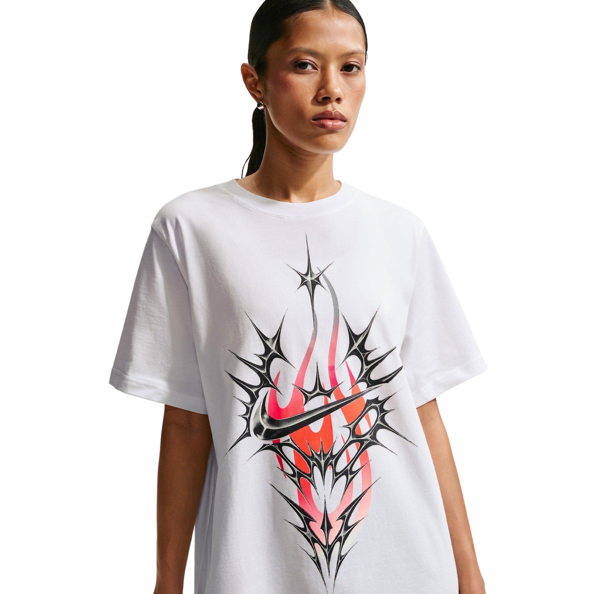 Nike Women's Sportswear LBR T-Shirt - WHITE/GREY Thumbnail View 1