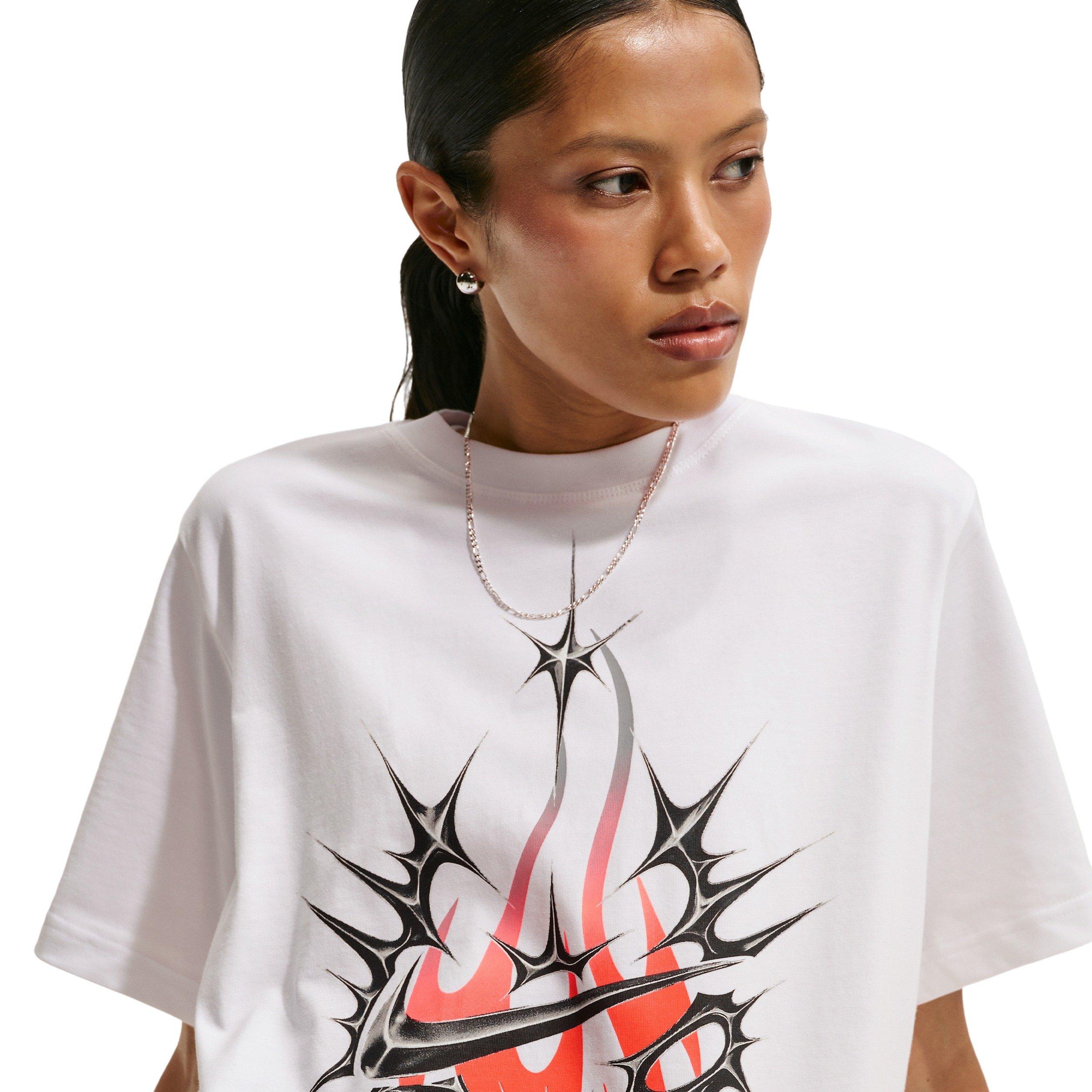 Nike Women's Sportswear LBR T-Shirt - WHITE/GREY Thumbnail View 3
