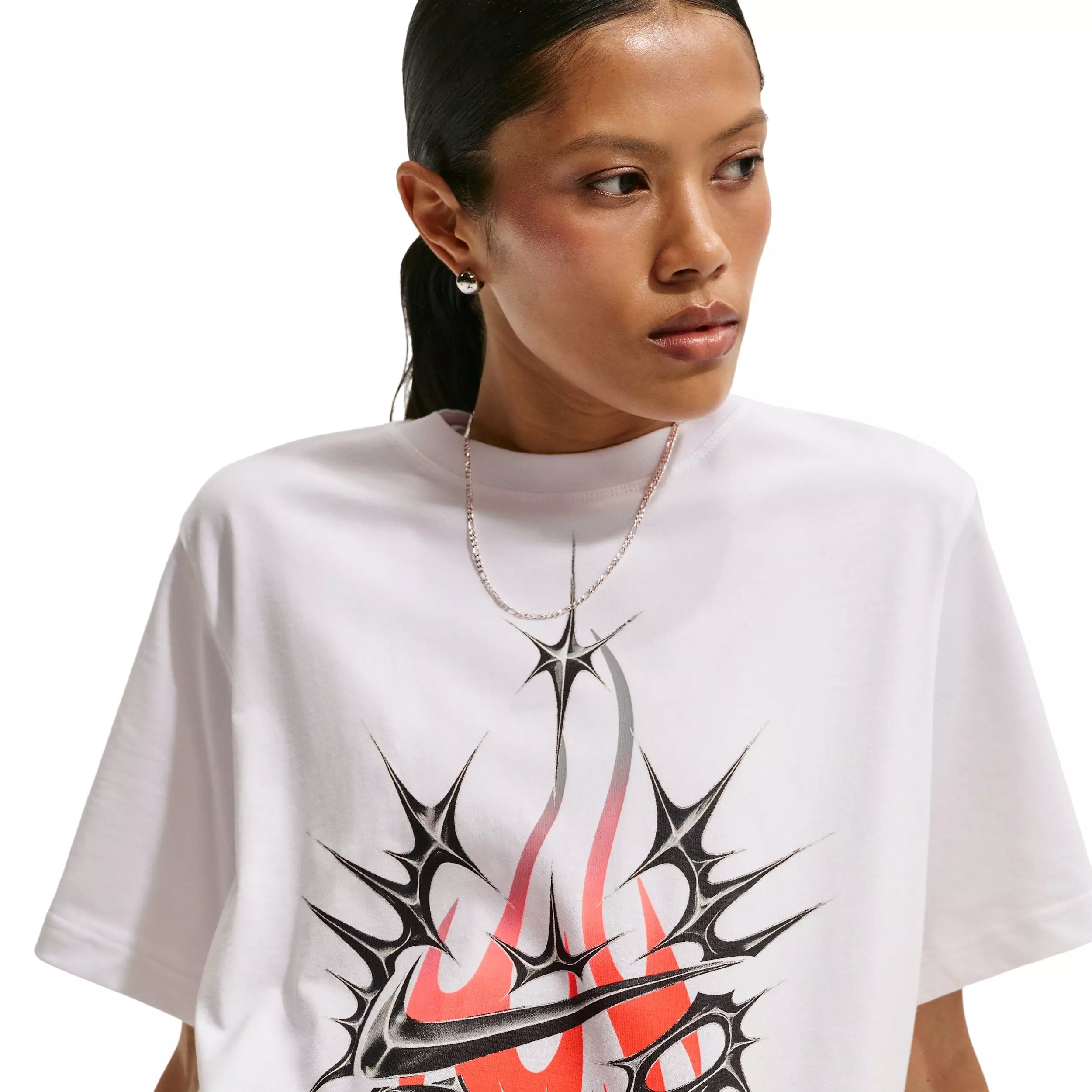 Nike Women's Sportswear LBR T-Shirt - WHITE/GREY