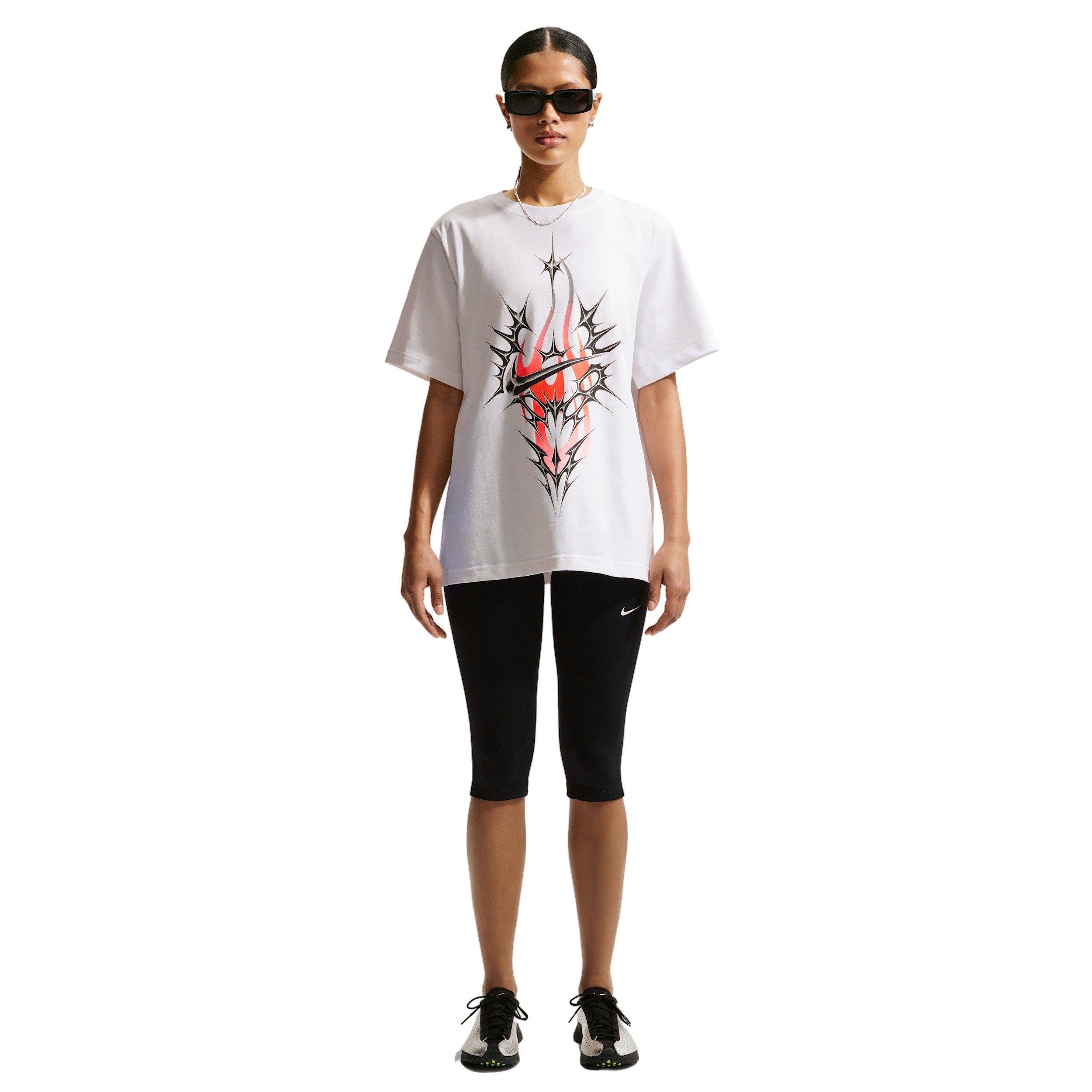 Nike Women's Sportswear LBR T-Shirt - WHITE/GREY Thumbnail View 4
