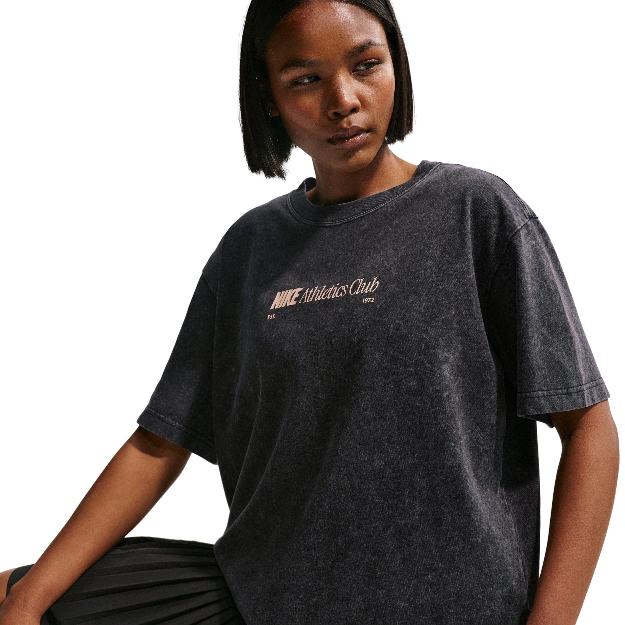 Nike Women's Sportswear Classic Athletics Club Oversized T-Shirt - BLACK Thumbnail View 1