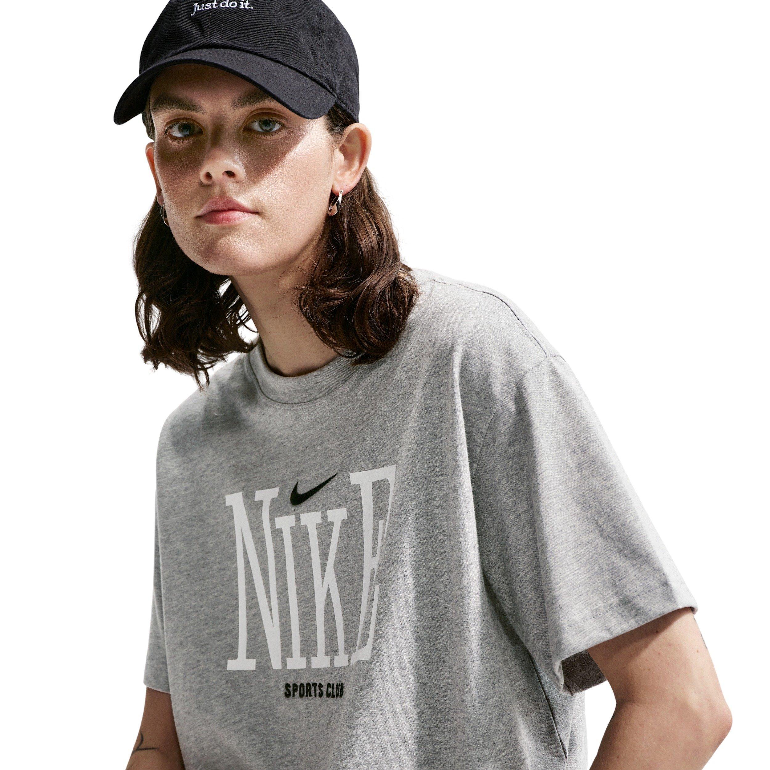 Nike Women's Sportswear Classic Sports Club Oversized T-Shirt - DK GREY Thumbnail View 1