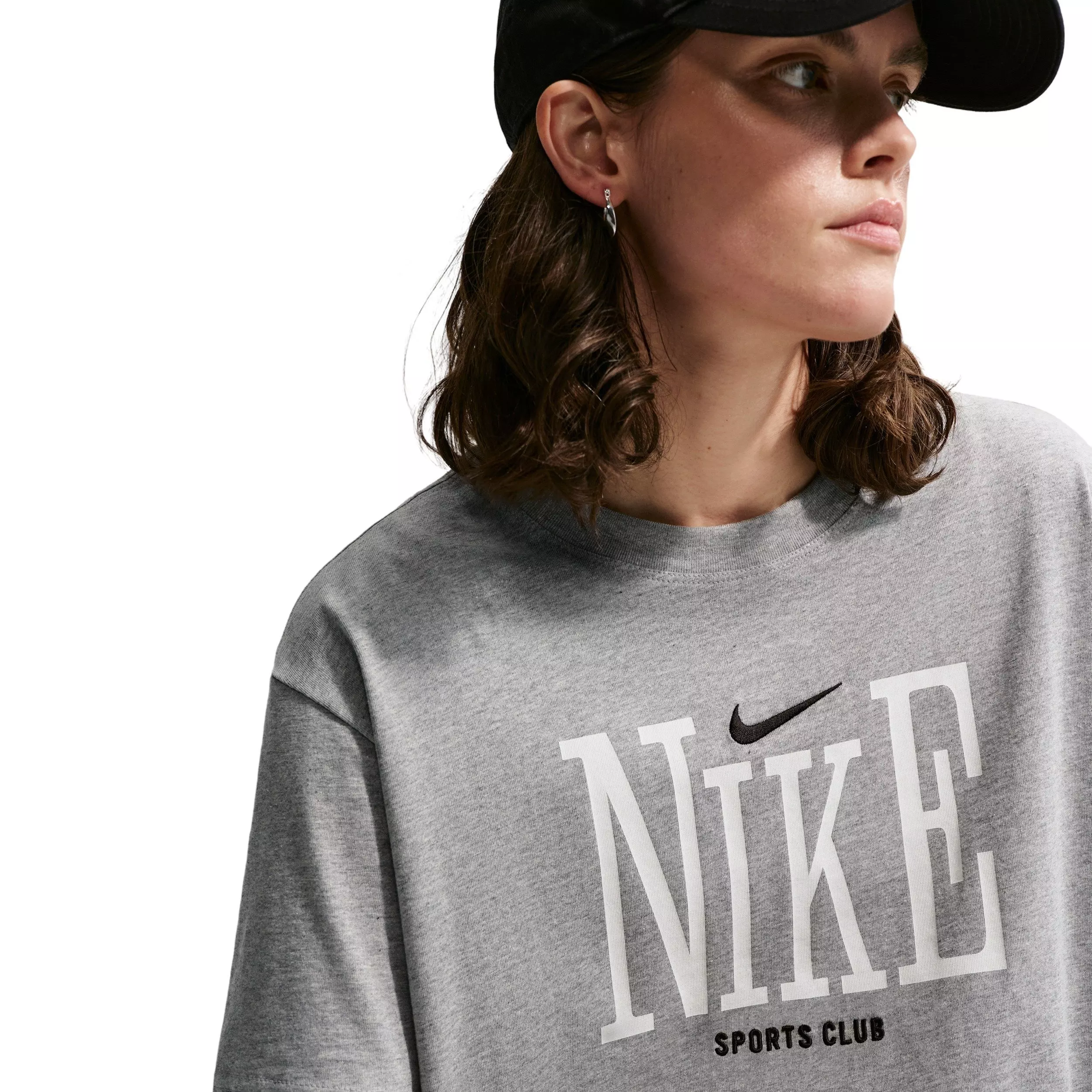 Nike Women's Sportswear Classic Sports Club Oversized T-Shirt - DK GREY