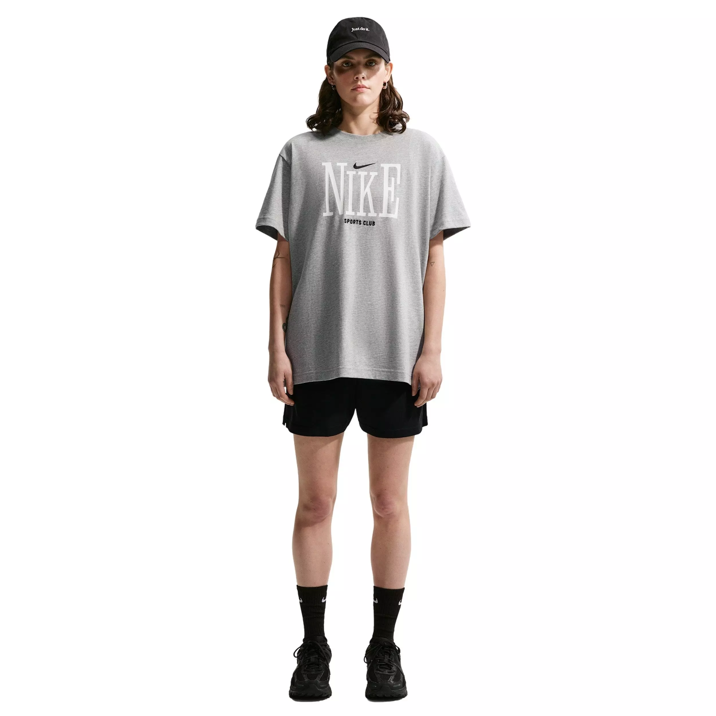 Nike Women's Sportswear Classic Sports Club Oversized T-Shirt - DK GREY