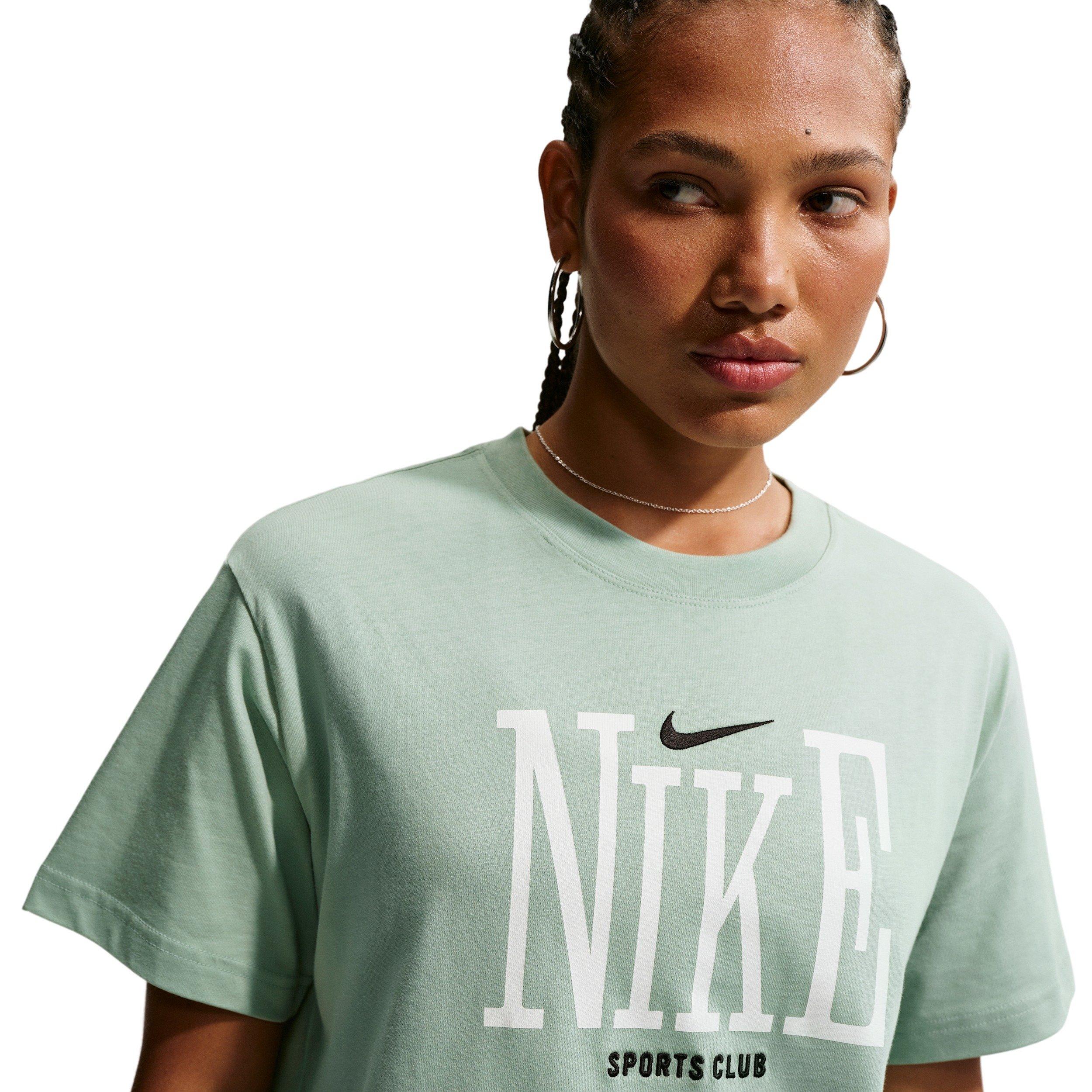 Nike Women's Sportswear Classic Sports Club Oversized T-Shirt - STEAM GREEN Thumbnail View 3