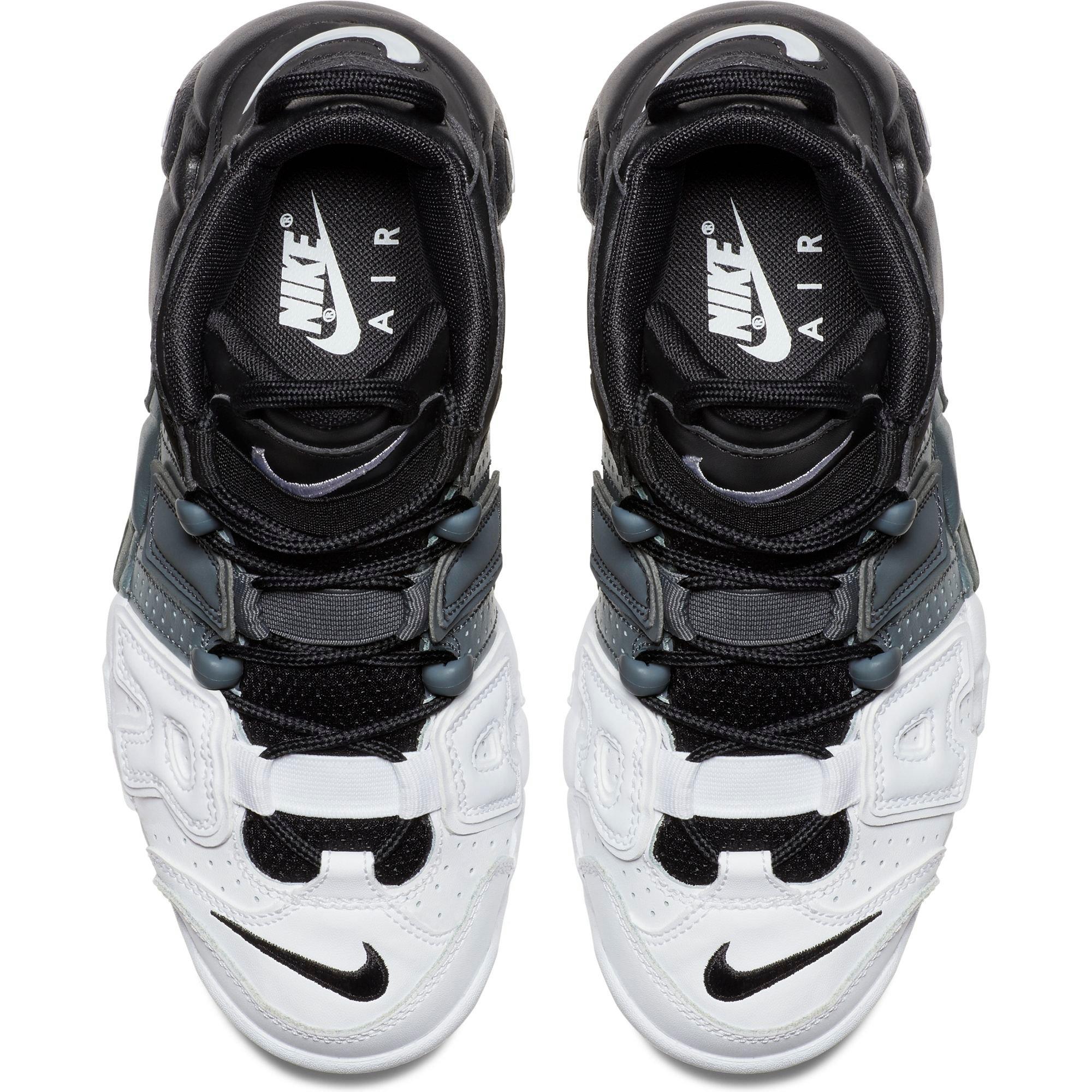 nike uptempo black white grey