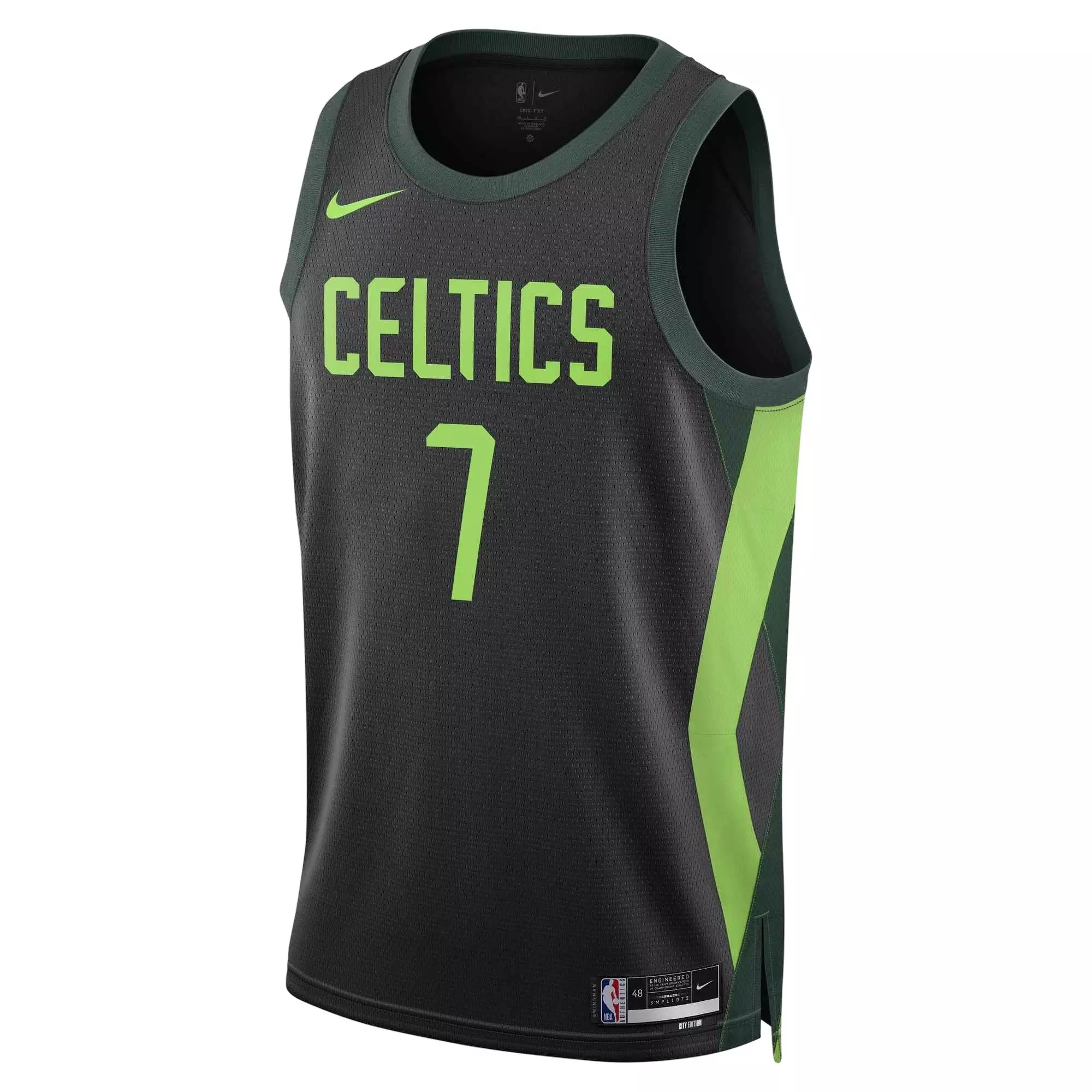 Nike Men's Dri-FIT Jaylen Brown Boston Celtics 2024/25 City Edition NBA Swingman Jersey -Black/Green - BLACK/GREEN