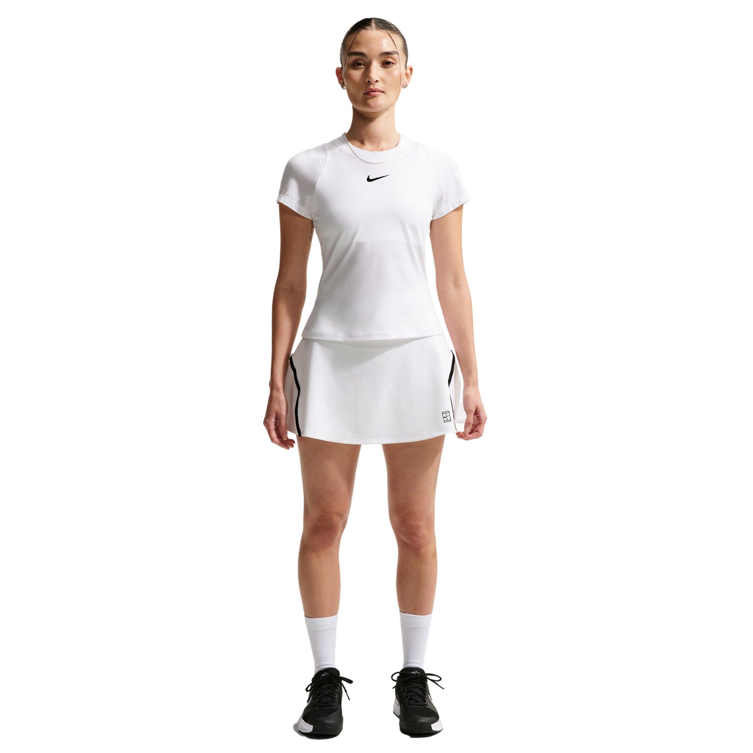 Nike Women's NikeCourt Advantage Dri-FIT High-Waisted Tennis Skirt - WHITE/BLACK Thumbnail View 4