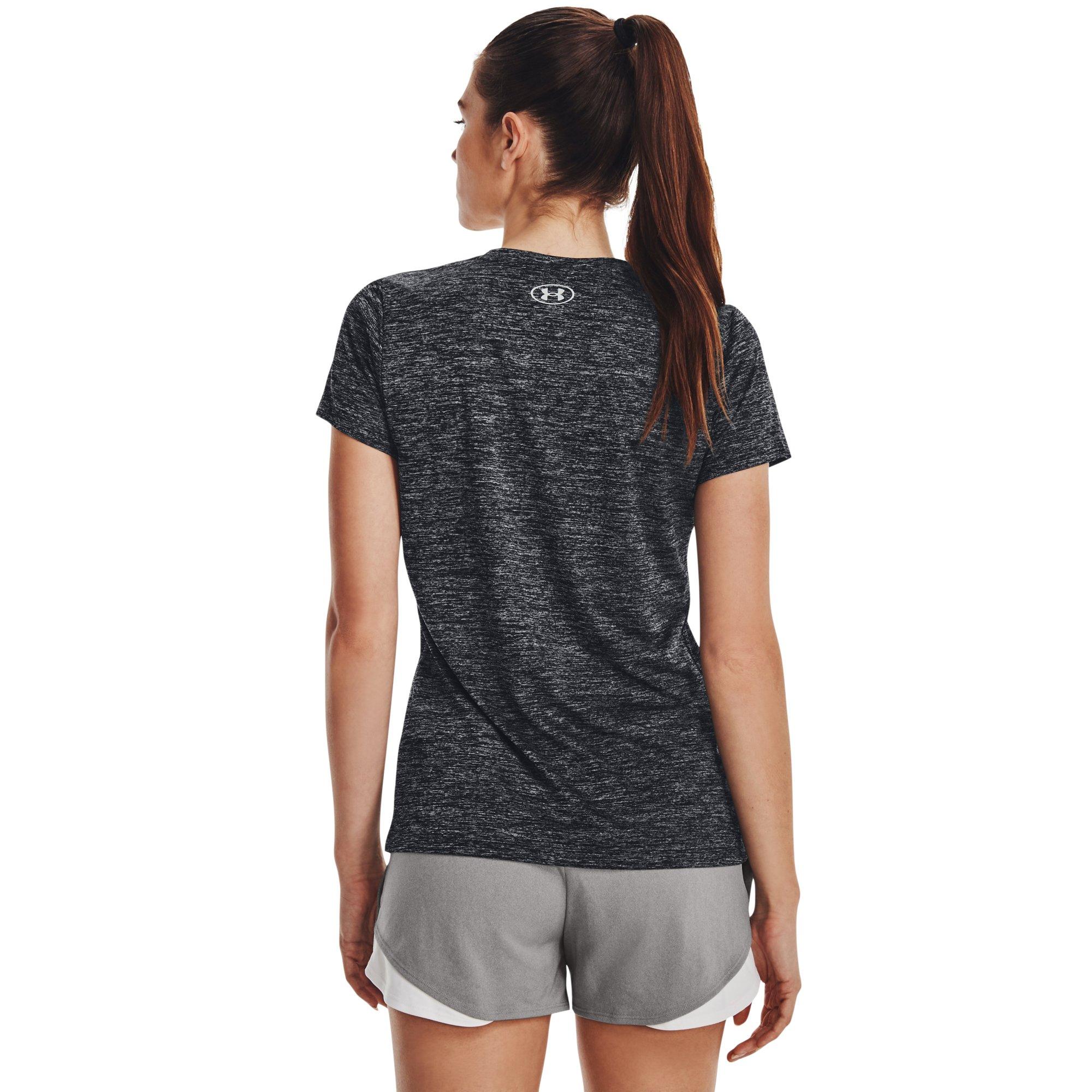 Under Armour Women's Tech Twist Graphic V-Neck Short Sleeve Shirt - BLACK/HEATHER Thumbnail View 2
