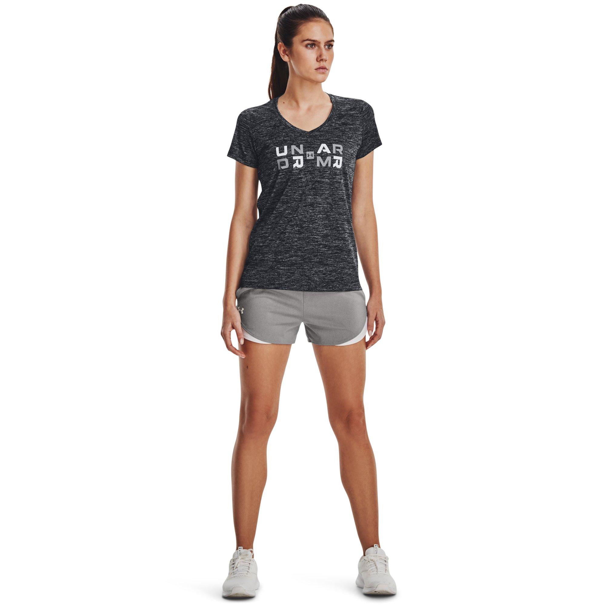 Under Armour Women's Tech Twist Graphic V-Neck Short Sleeve Shirt - BLACK/HEATHER Thumbnail View 4