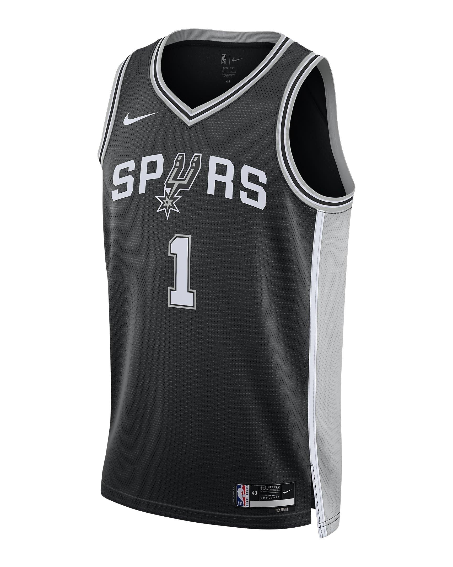 Nike Men's San Antonio Spurs Icon Edition 2022/23 Dri-FIT NBA Swingman Jersey - Black - BLACK Thumbnail View 1