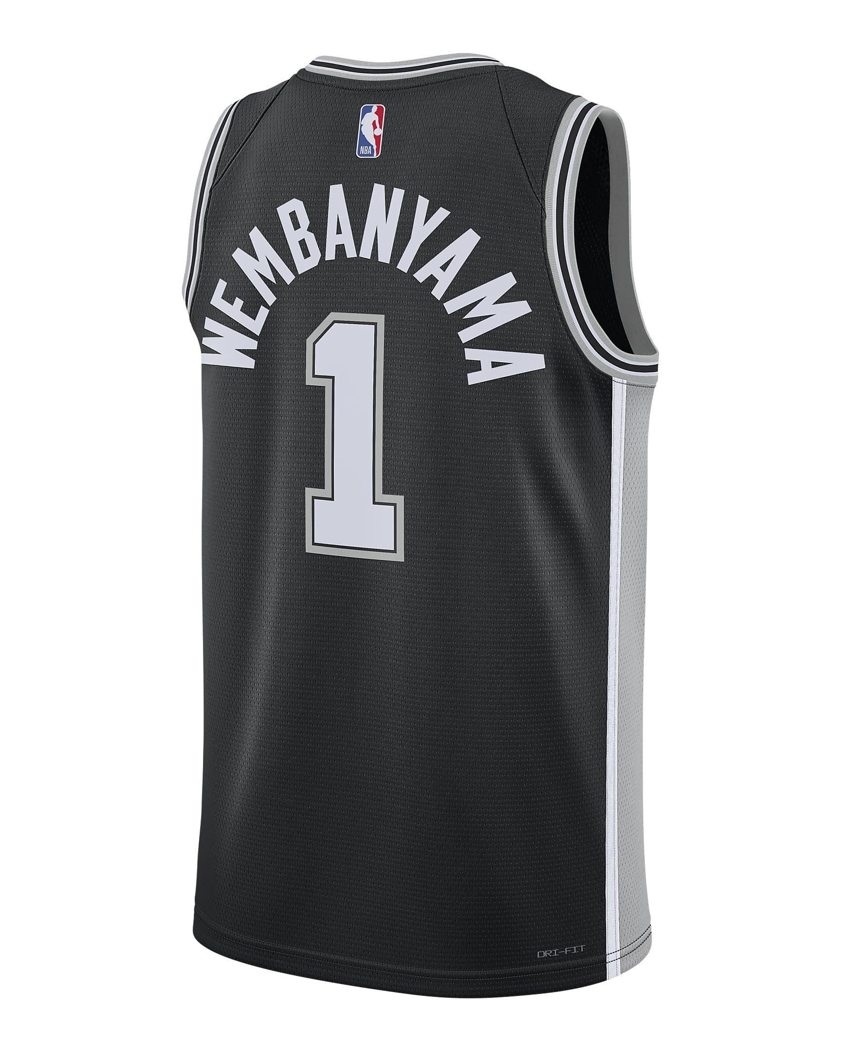 Nike Men's San Antonio Spurs Icon Edition 2022/23 Dri-FIT NBA Swingman Jersey - Black - BLACK Thumbnail View 2