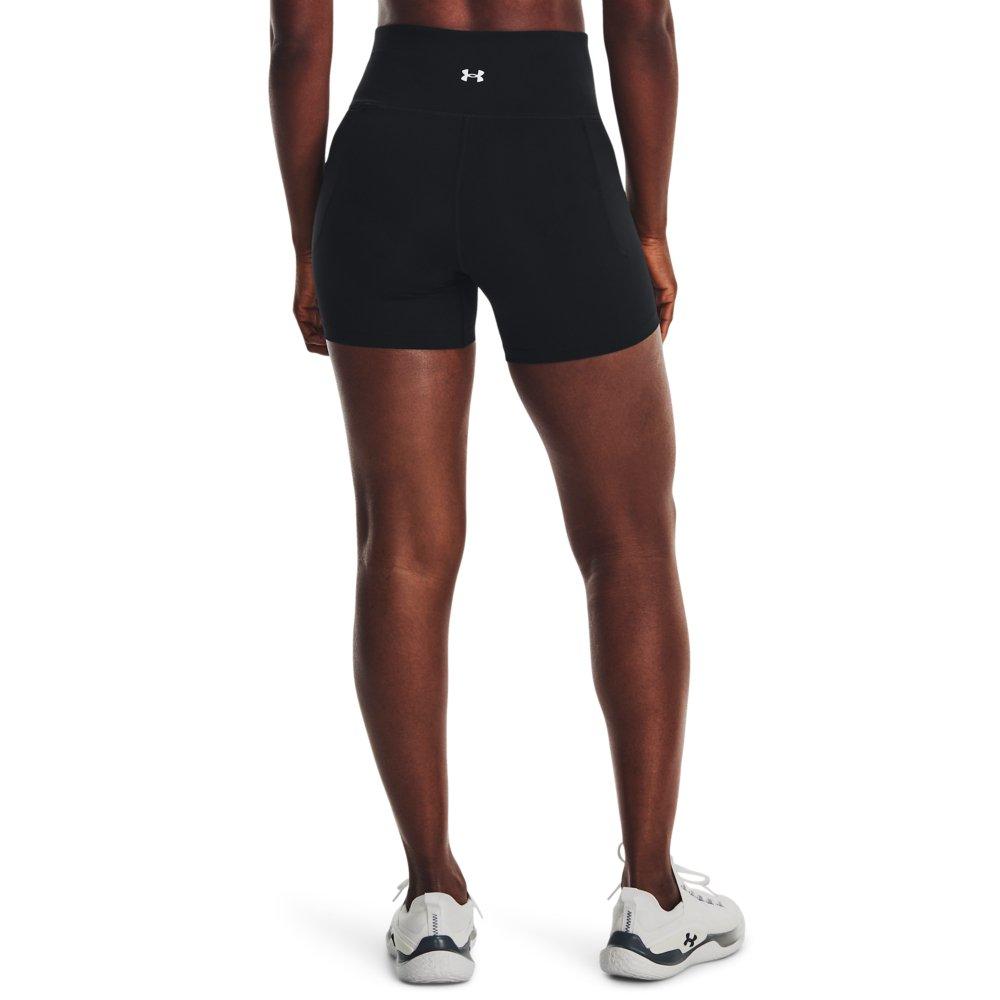  Under Armour Women's HeatGear Armour Middy 5 Shorts (Large,  Black/Metallic Silver-001) : Clothing, Shoes & Jewelry
