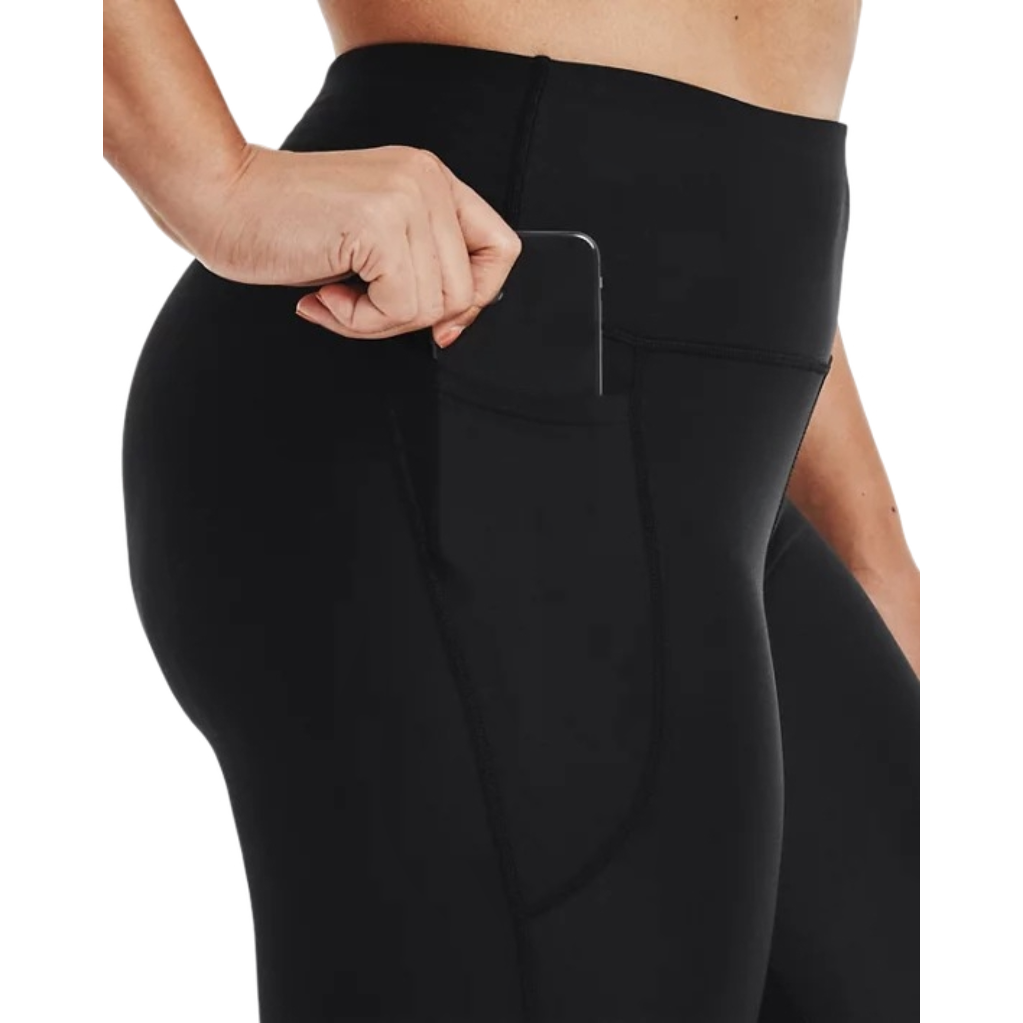 Under Armour Women's HeatGear No-Slip Waistband Ankle Leggings - Black - BLACK/WHITE Thumbnail View 4
